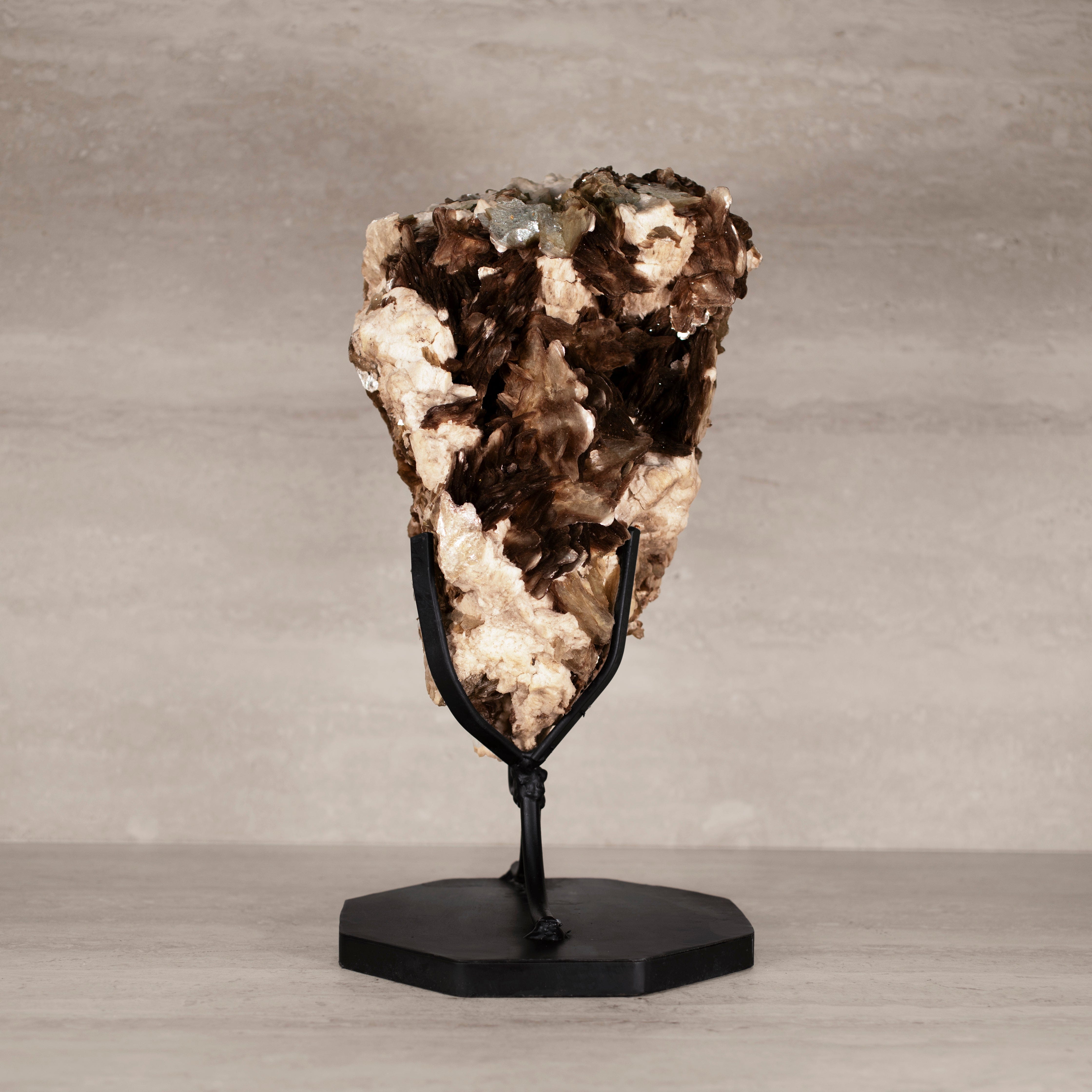 Kalifano Mica Natural Brazilian Mica & Albite on Custom Stand - 15.5" / 18 lbs MC4100.004