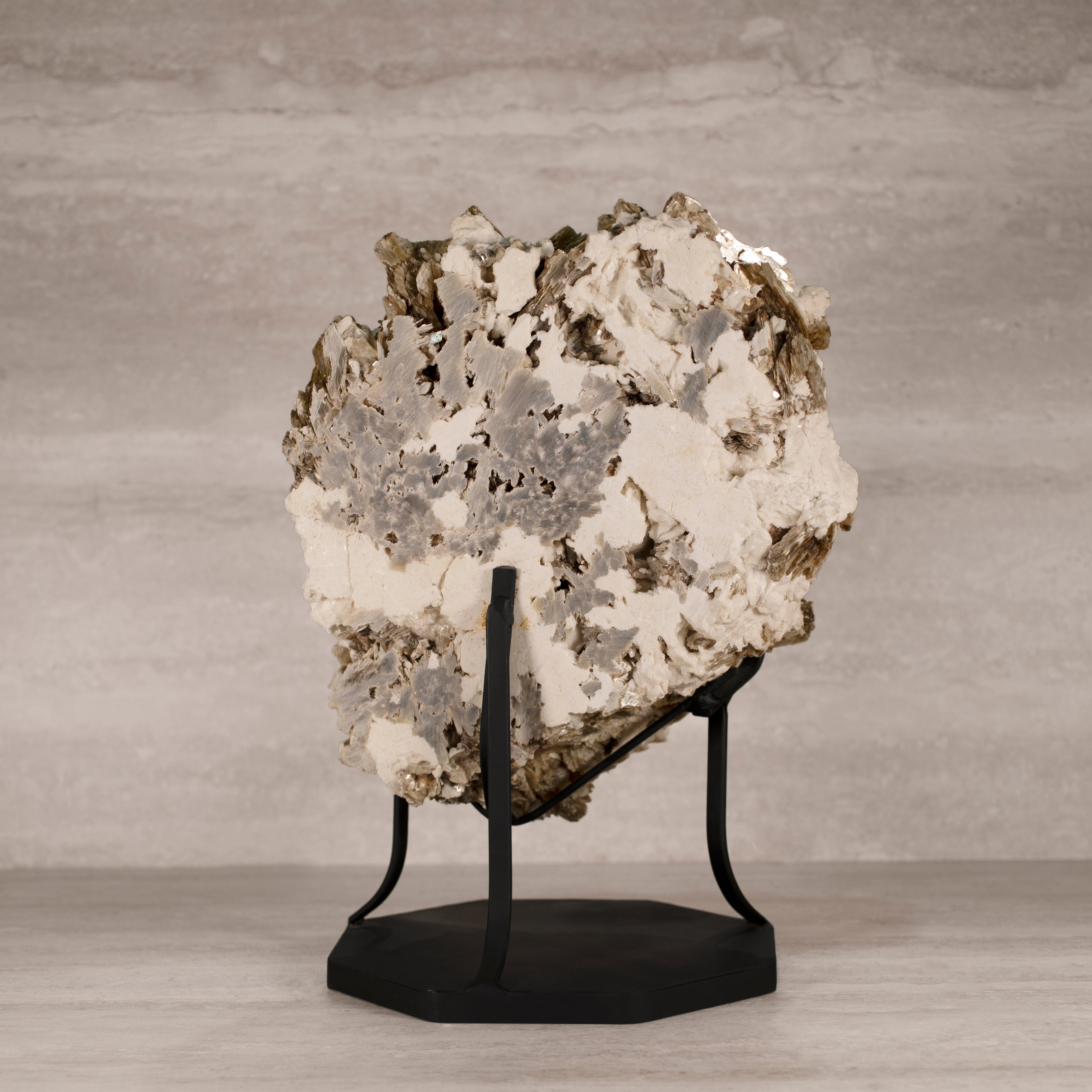 Kalifano Mica Natural Brazilian Mica & Albite on Custom Stand - 17" / 31 lbs MC7100.001