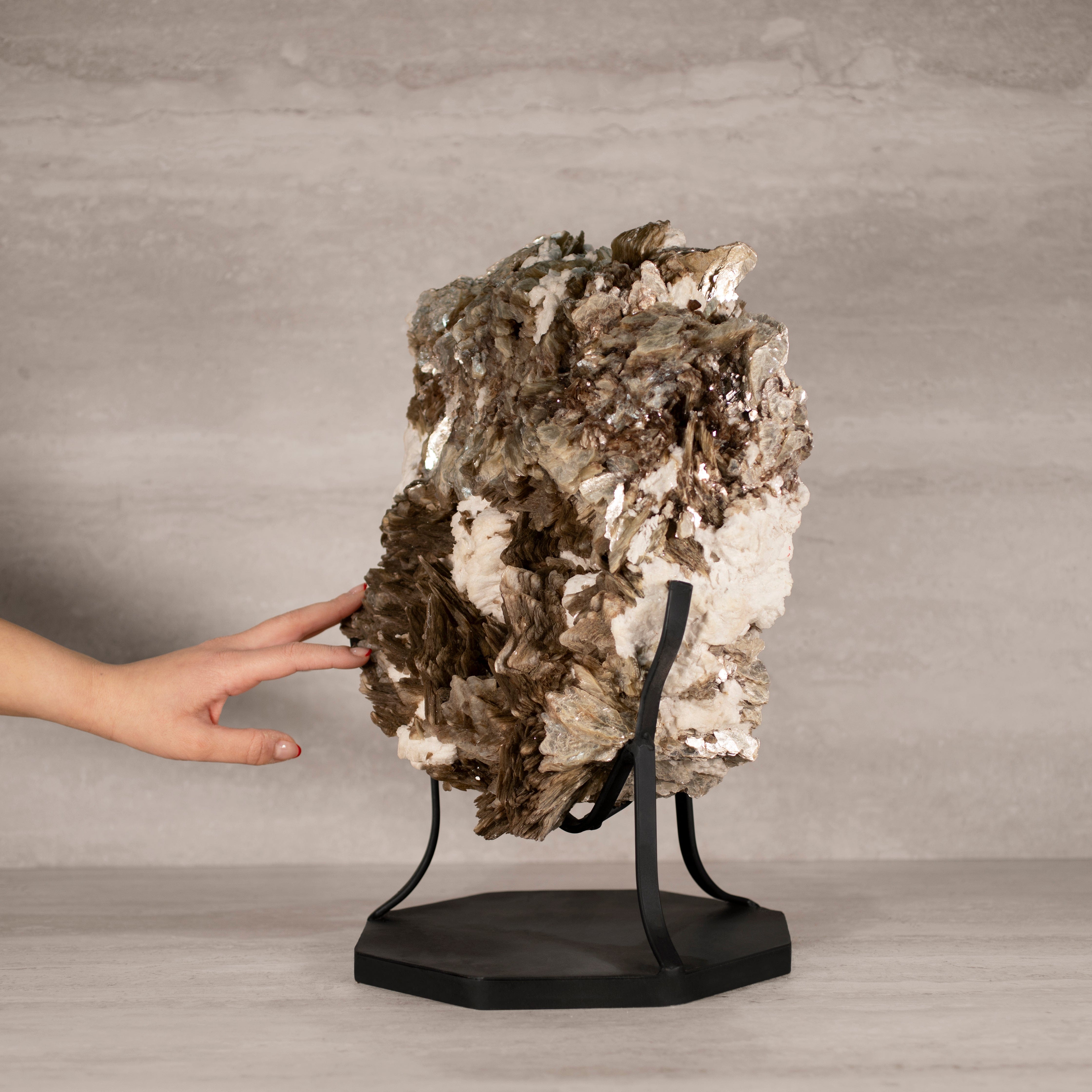 Kalifano Mica Natural Brazilian Mica & Albite on Custom Stand - 17" / 31 lbs MC7100.001