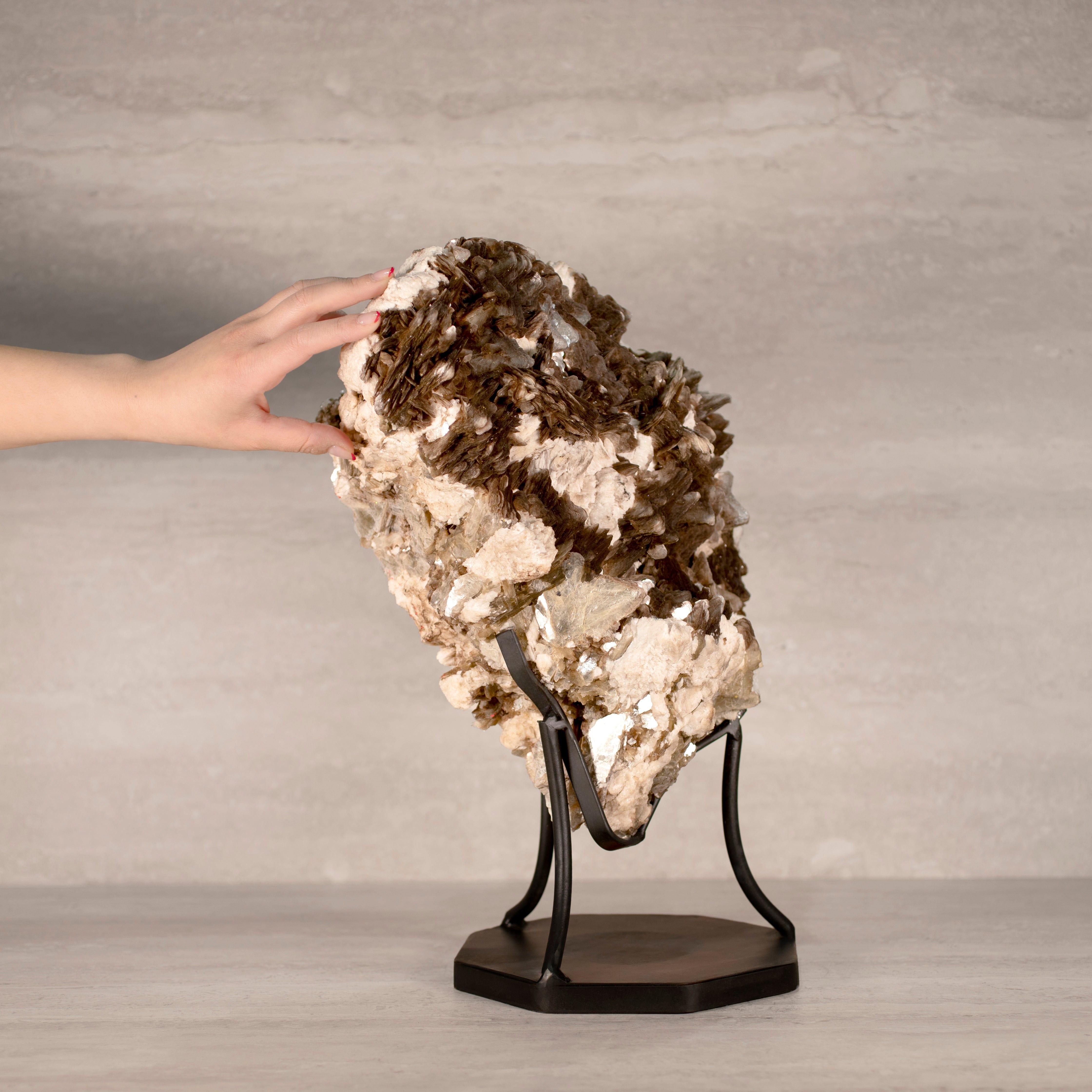 Kalifano Mica Natural Brazilian Mica & Albite on Custom Stand - 17" / 36 lbs MC8100.001