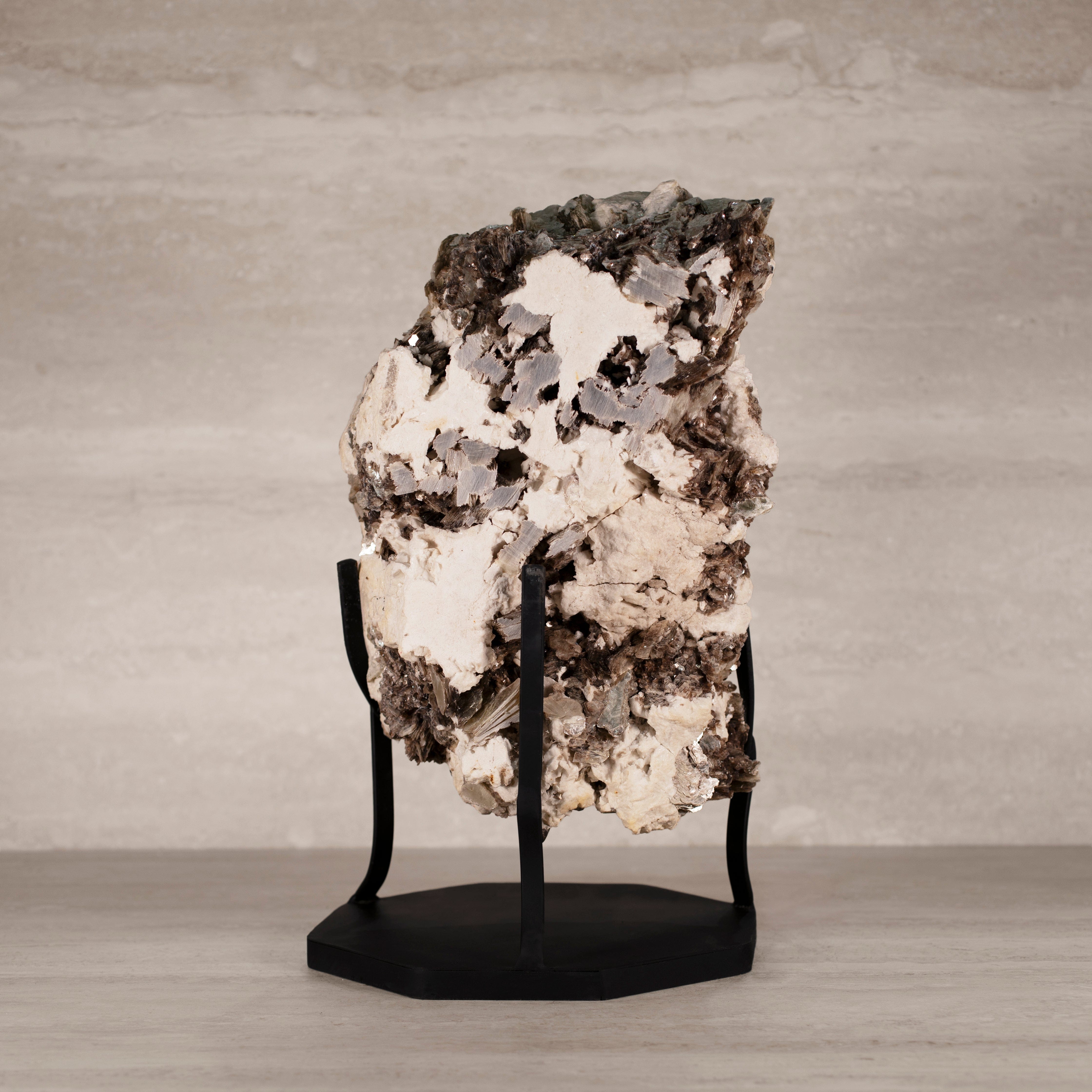 Kalifano Mica Natural Brazilian Mica & Albite on Custom Stand - 17.5" / 31 lbs MC7000.001