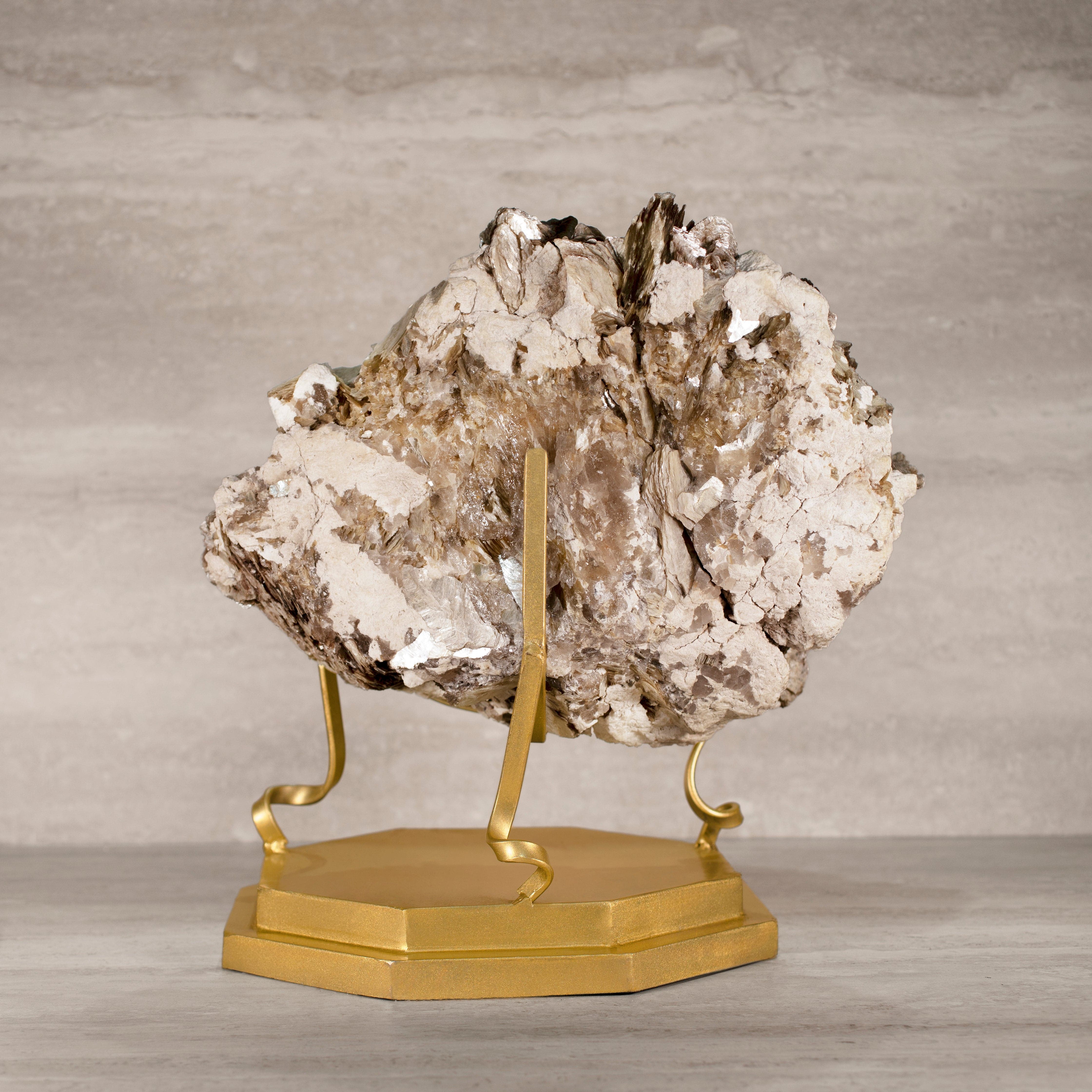 Kalifano Mica Natural Brazilian Mica & Albite on Custom Stand - 17" / 59 lbs MC13400.001