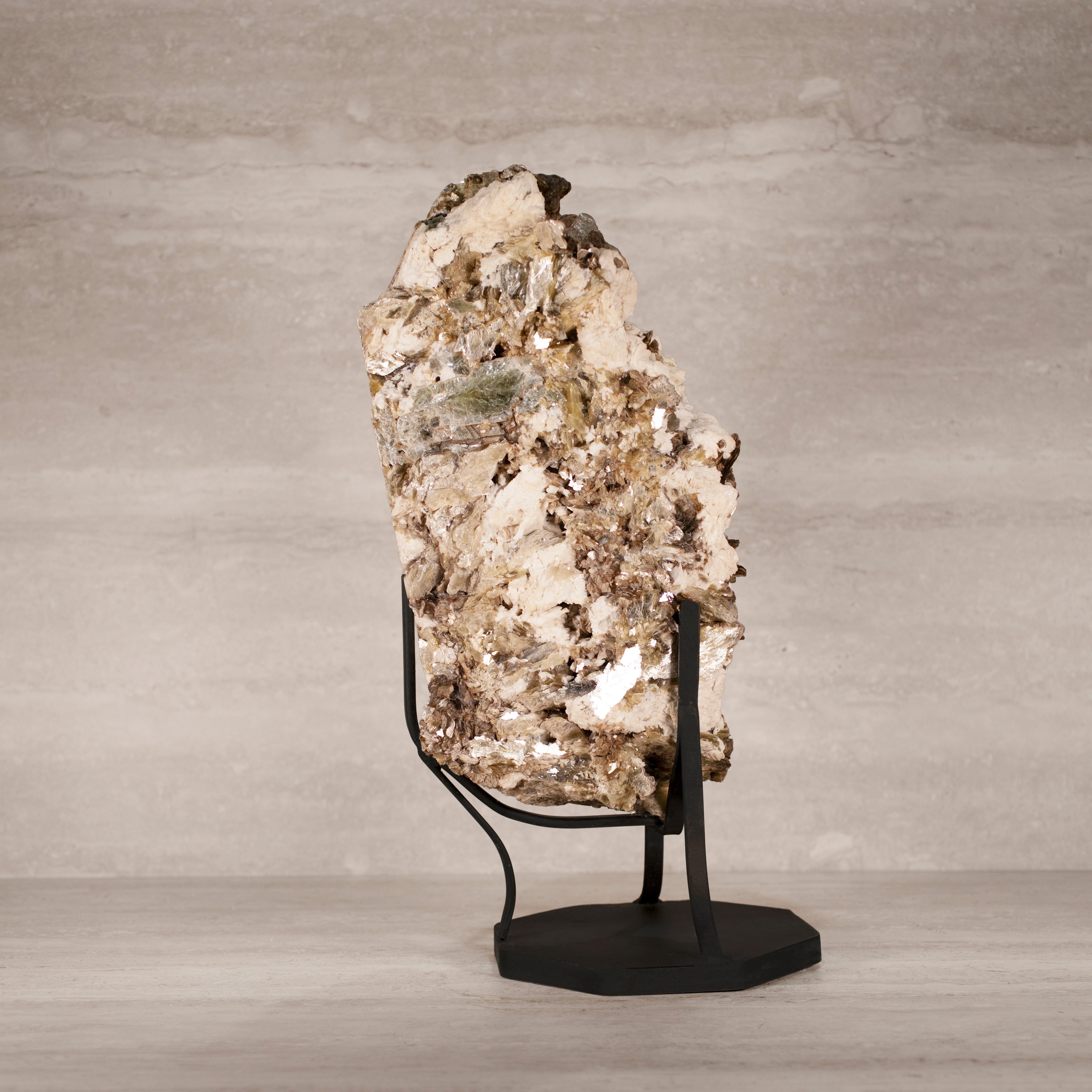 Kalifano Mica Natural Brazilian Mica & Albite on Custom Stand - 19" / 36 lbs MC8100.002