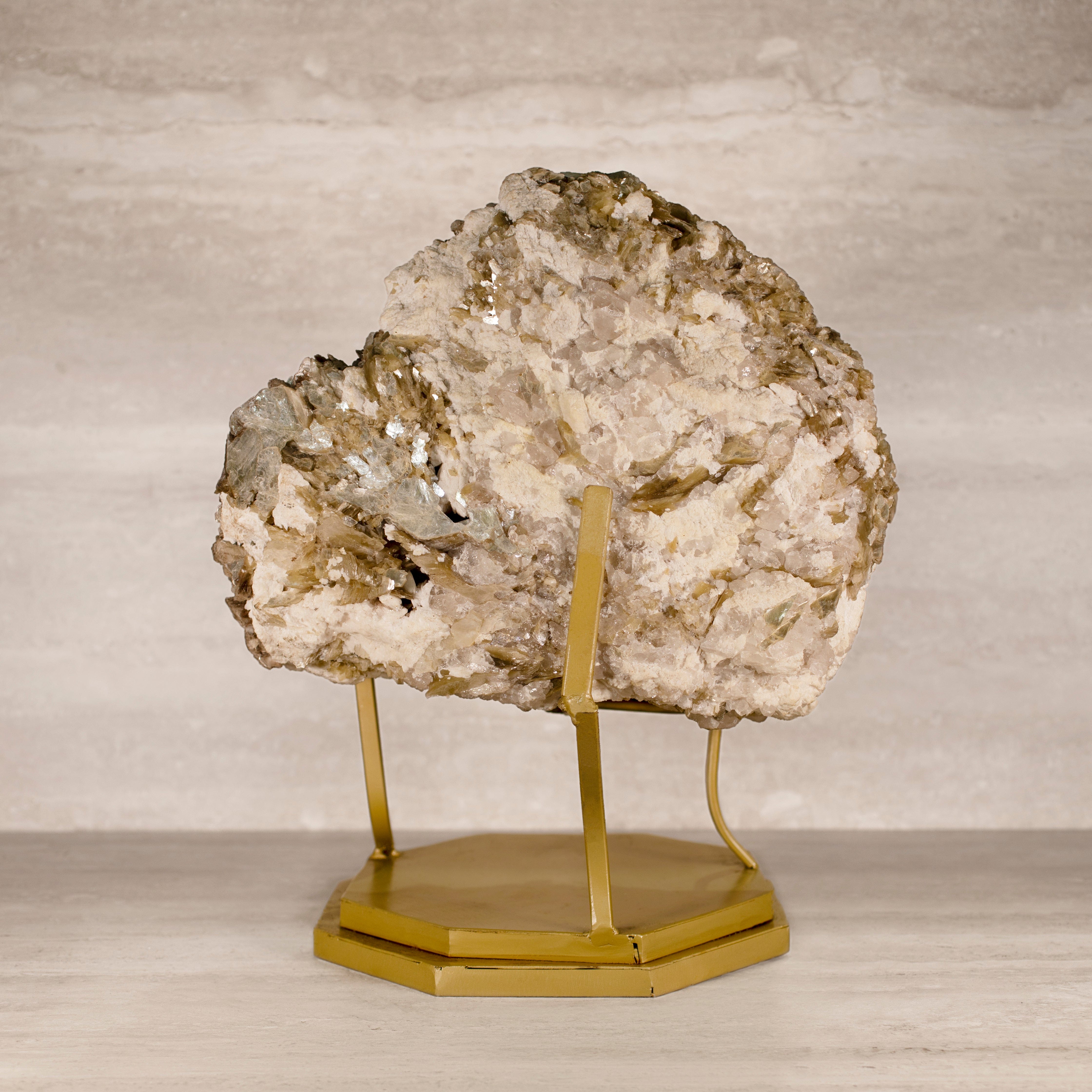 Kalifano Mica Natural Brazilian Mica & Albite on Custom Stand - 19" / 78 lbs MC17800.001