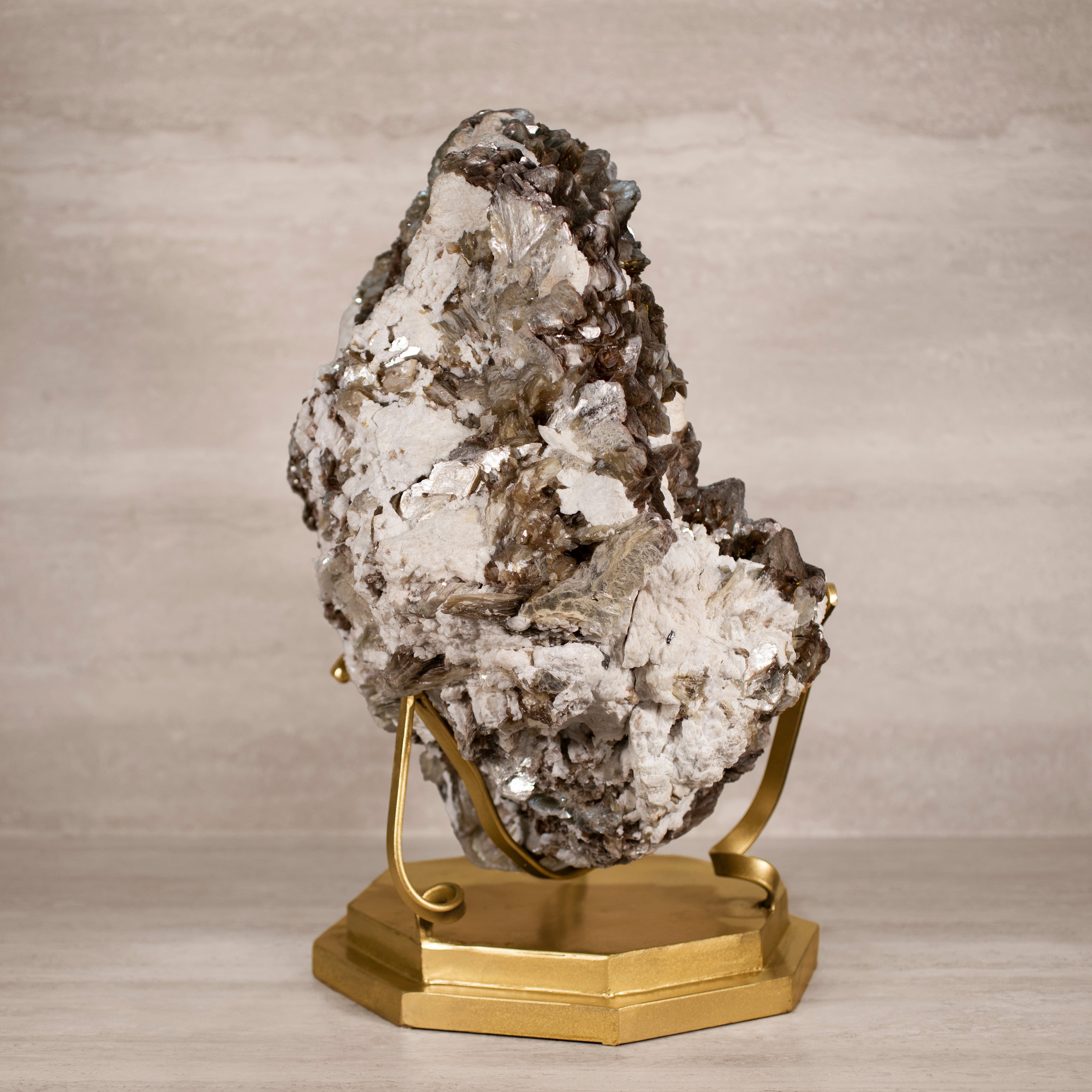 Kalifano Mica Natural Brazilian Mica & Albite on Custom Stand - 22" / 104 lbs MC23500.001