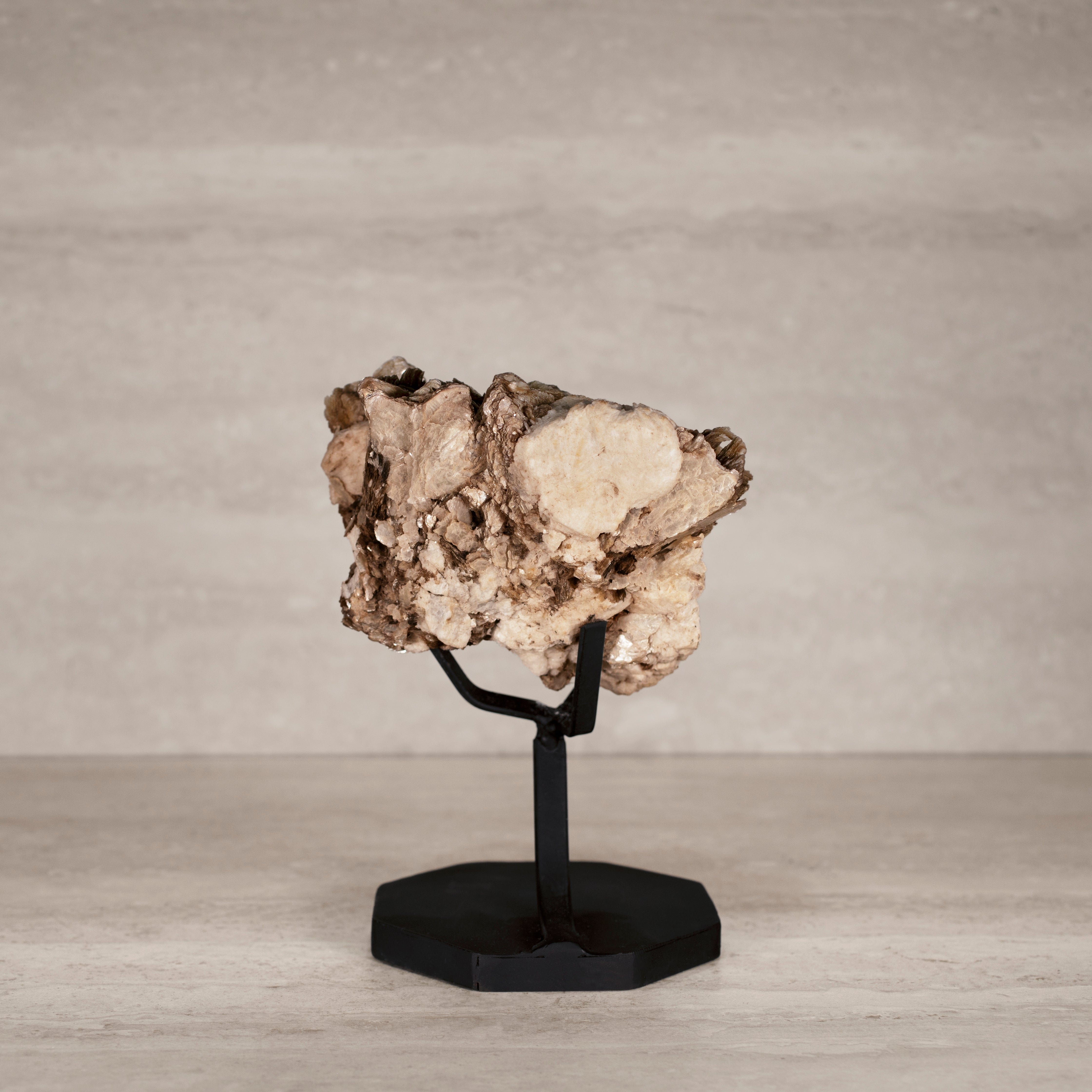 Kalifano Mica Natural Brazilian Mica & Albite on Custom Stand - 9" / 1,360 grams MC600.001