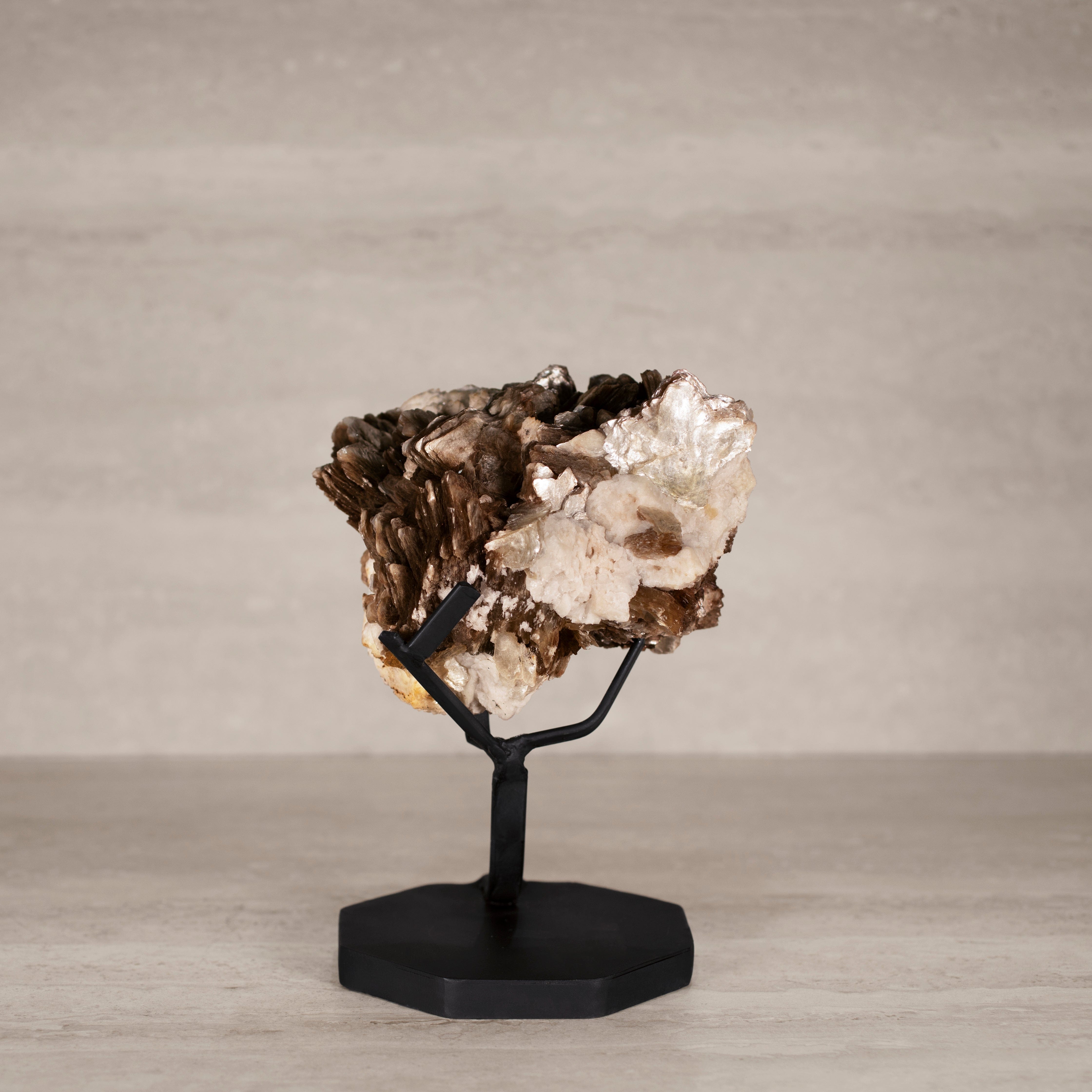 Kalifano Mica Natural Brazilian Mica & Albite on Custom Stand - 9" / 1,360 grams MC600.001