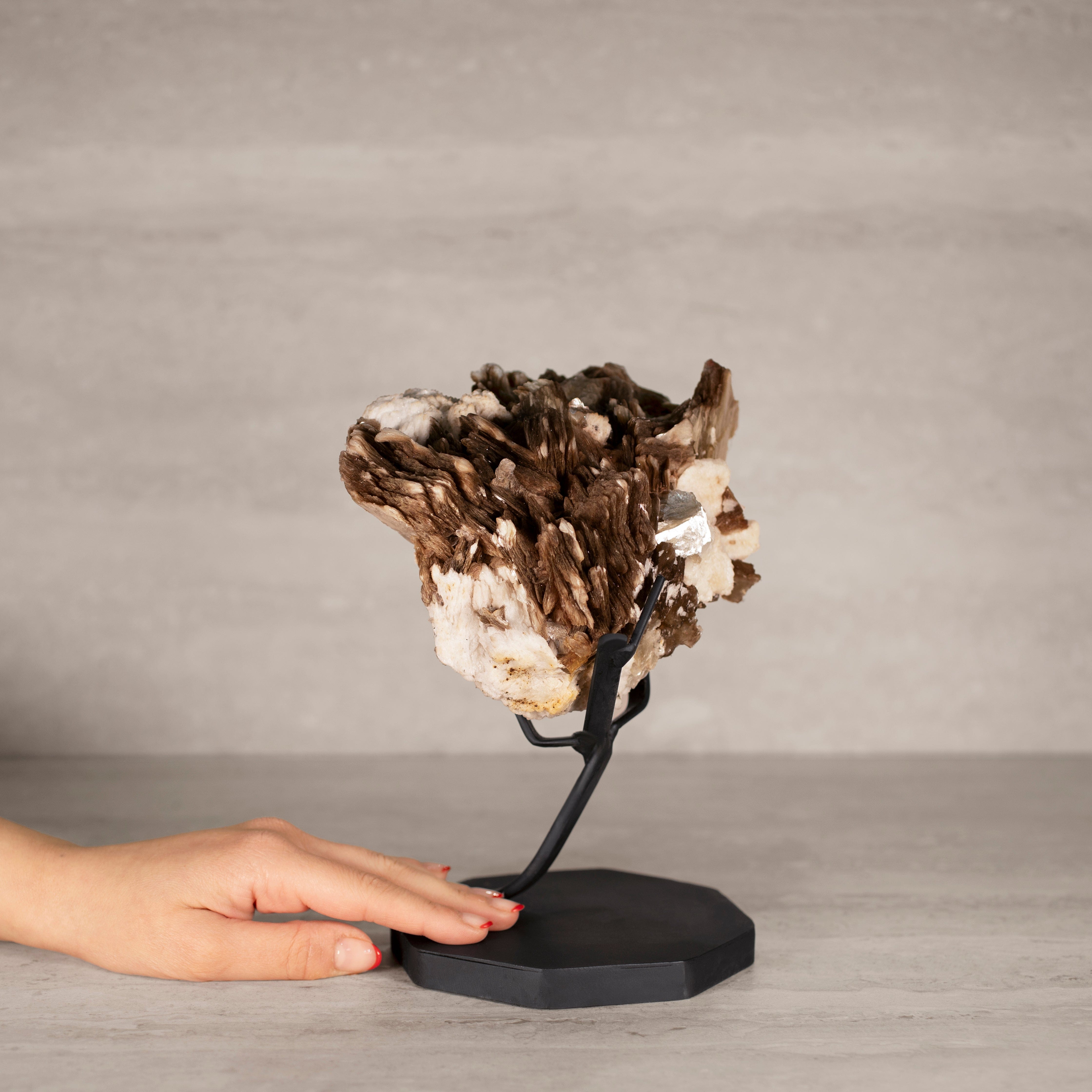 Kalifano Mica Natural Brazilian Mica & Albite on Custom Stand - 9" / 1,360 grams MC600.001