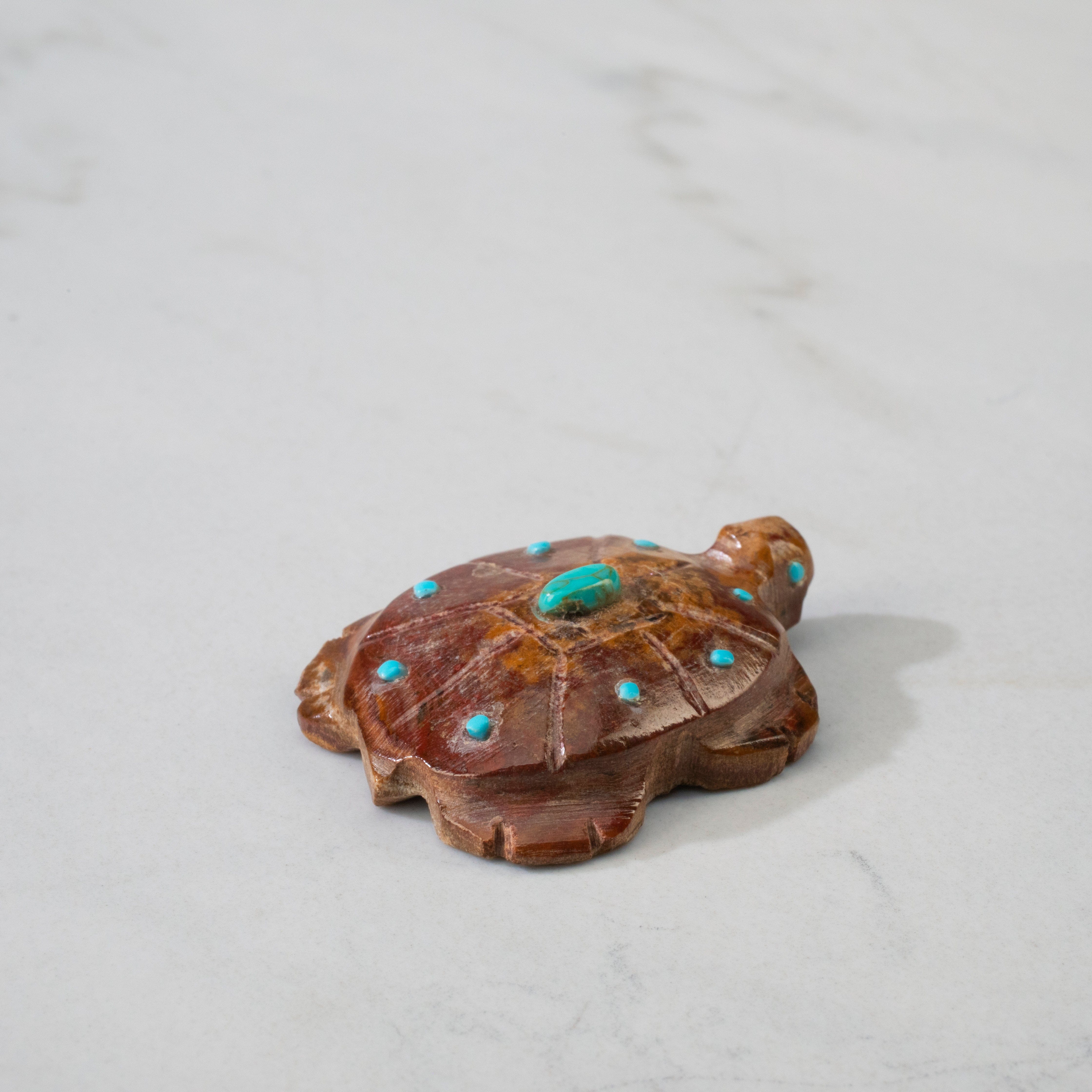 Kalifano Native American Fetish Carvings Carl Etsate Picasso Marble Handmade Zuni Fetish Turtle Carving NAC192.001