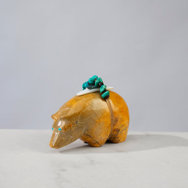 KALIFANO | Delvin Leekya Travertine & Turquoise Handmade Zuni