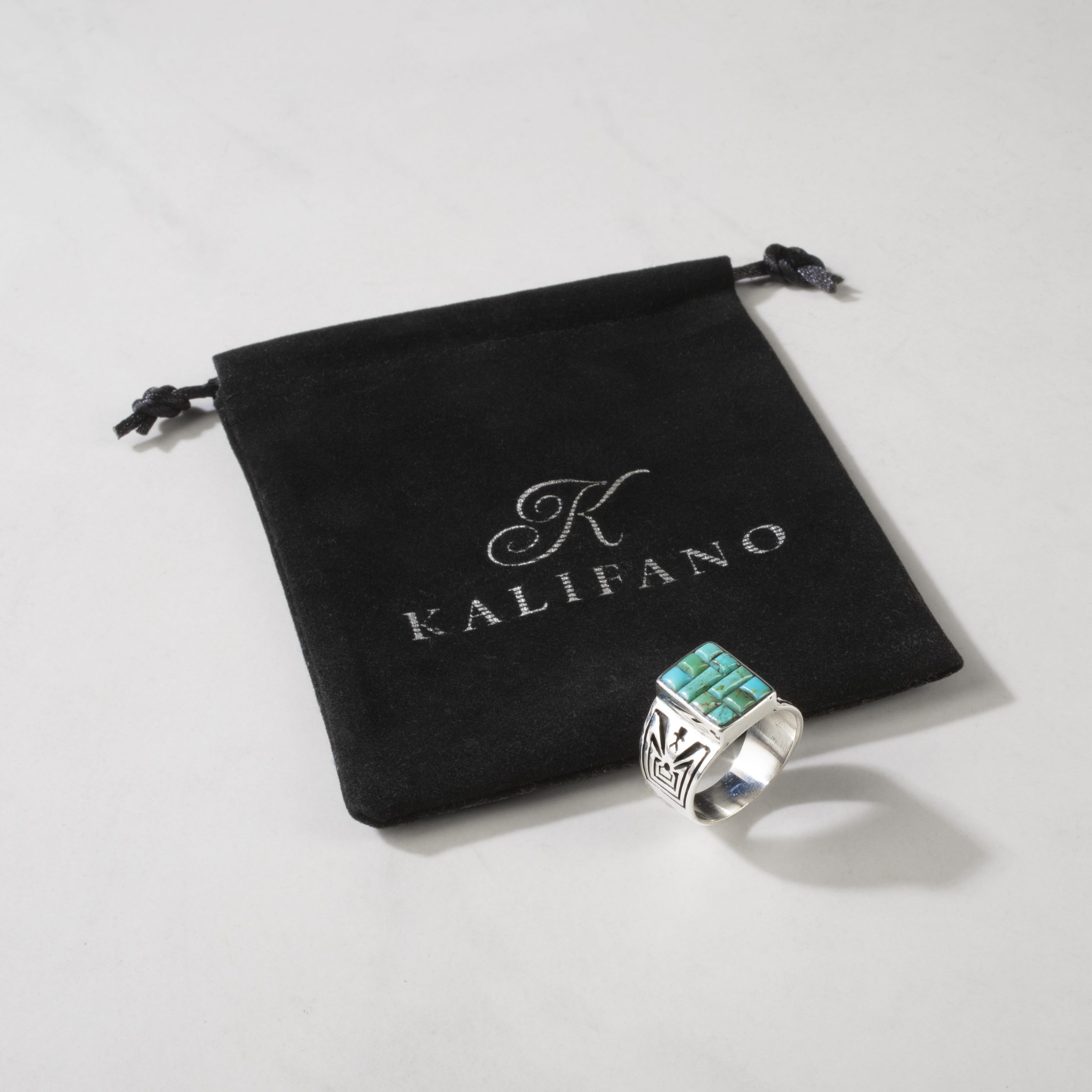 Kalifano Native American Jewelry 10 Kingman Turquoise USA Native American Made 925 Sterling Silver Ring NAR950.001.10