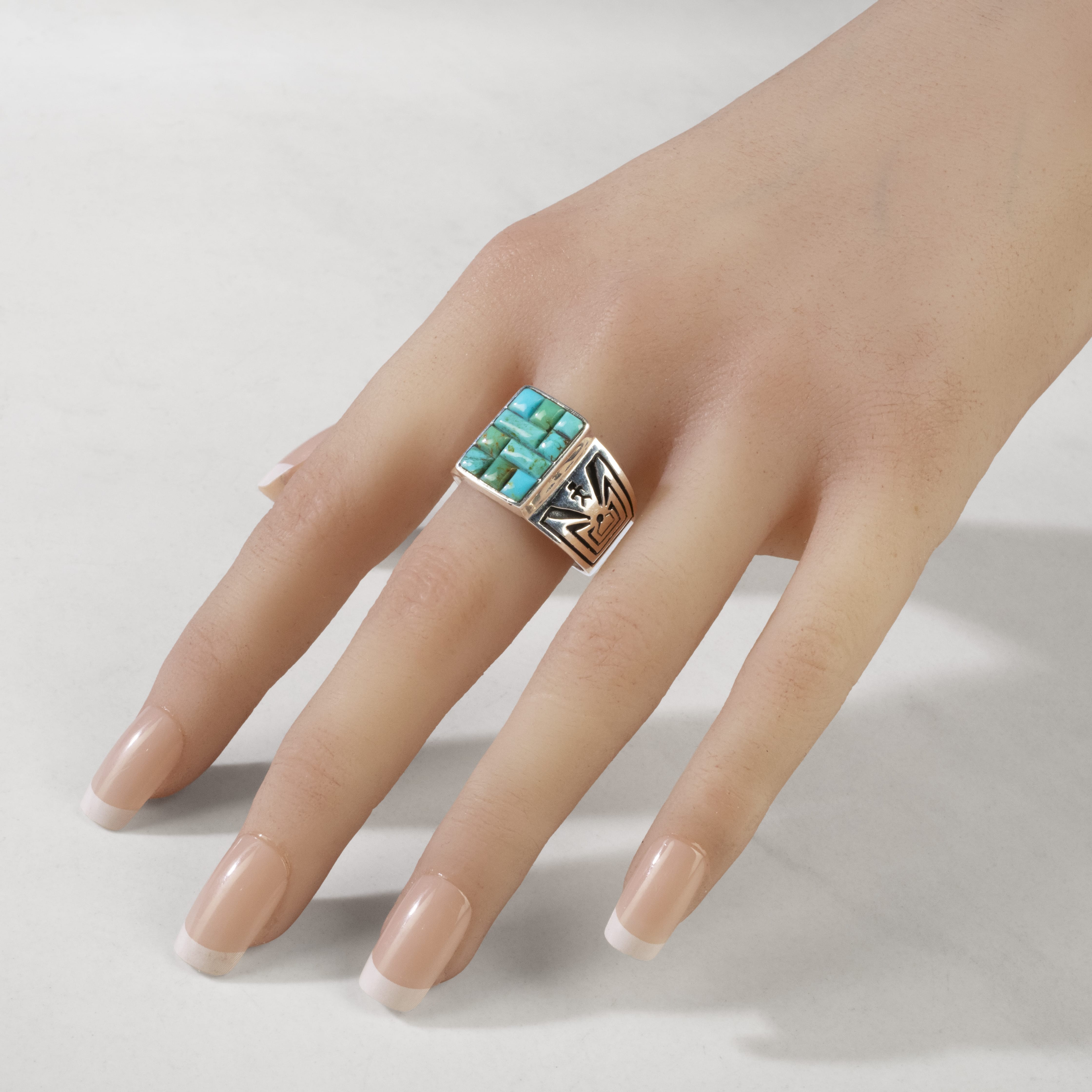 Kalifano Native American Jewelry 10 Kingman Turquoise USA Native American Made 925 Sterling Silver Ring NAR950.001.10