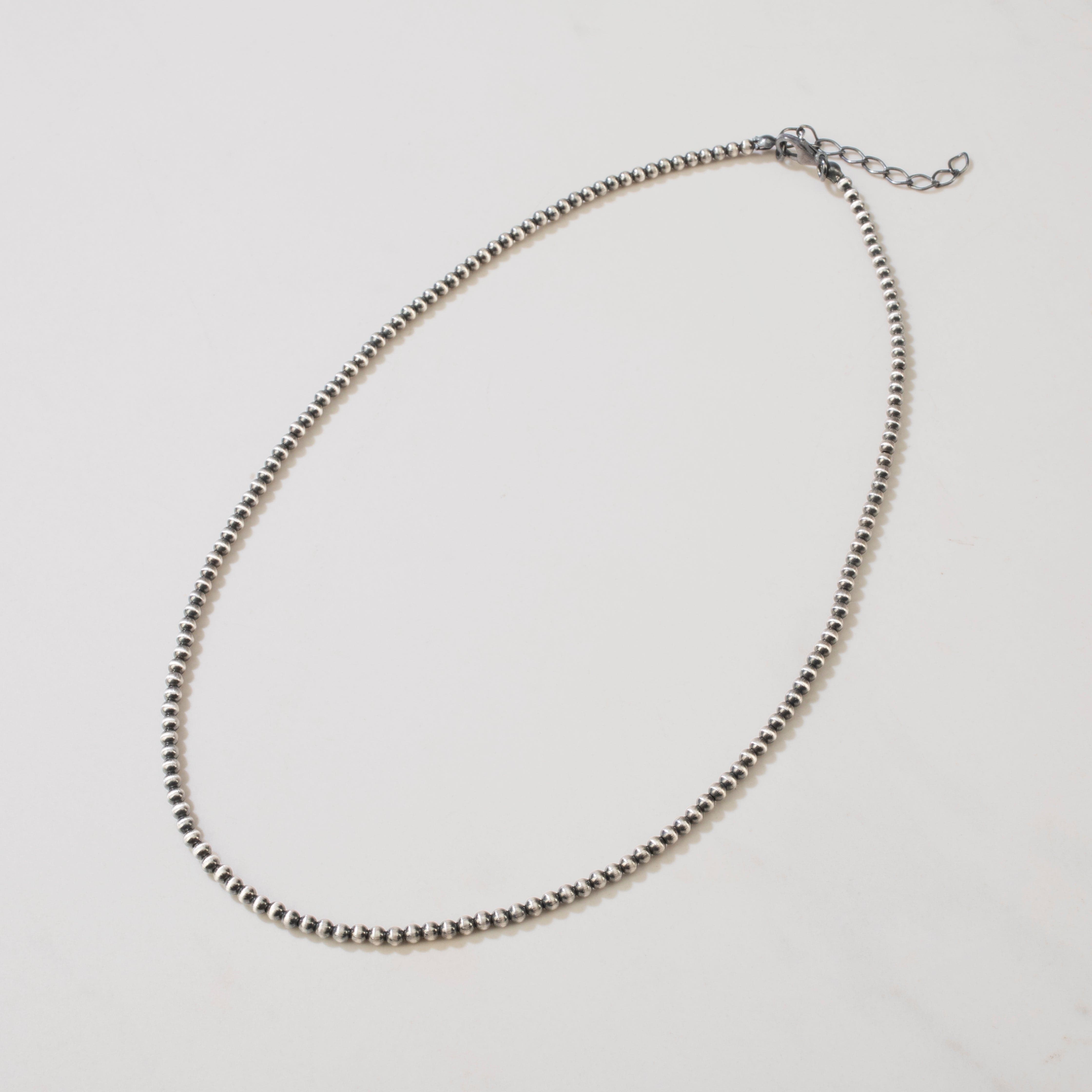 Kalifano Native American Jewelry 18" Single Strand 3mm Navajo Pearl USA Native American Made 925 Sterling Silver Necklace NAN500.022
