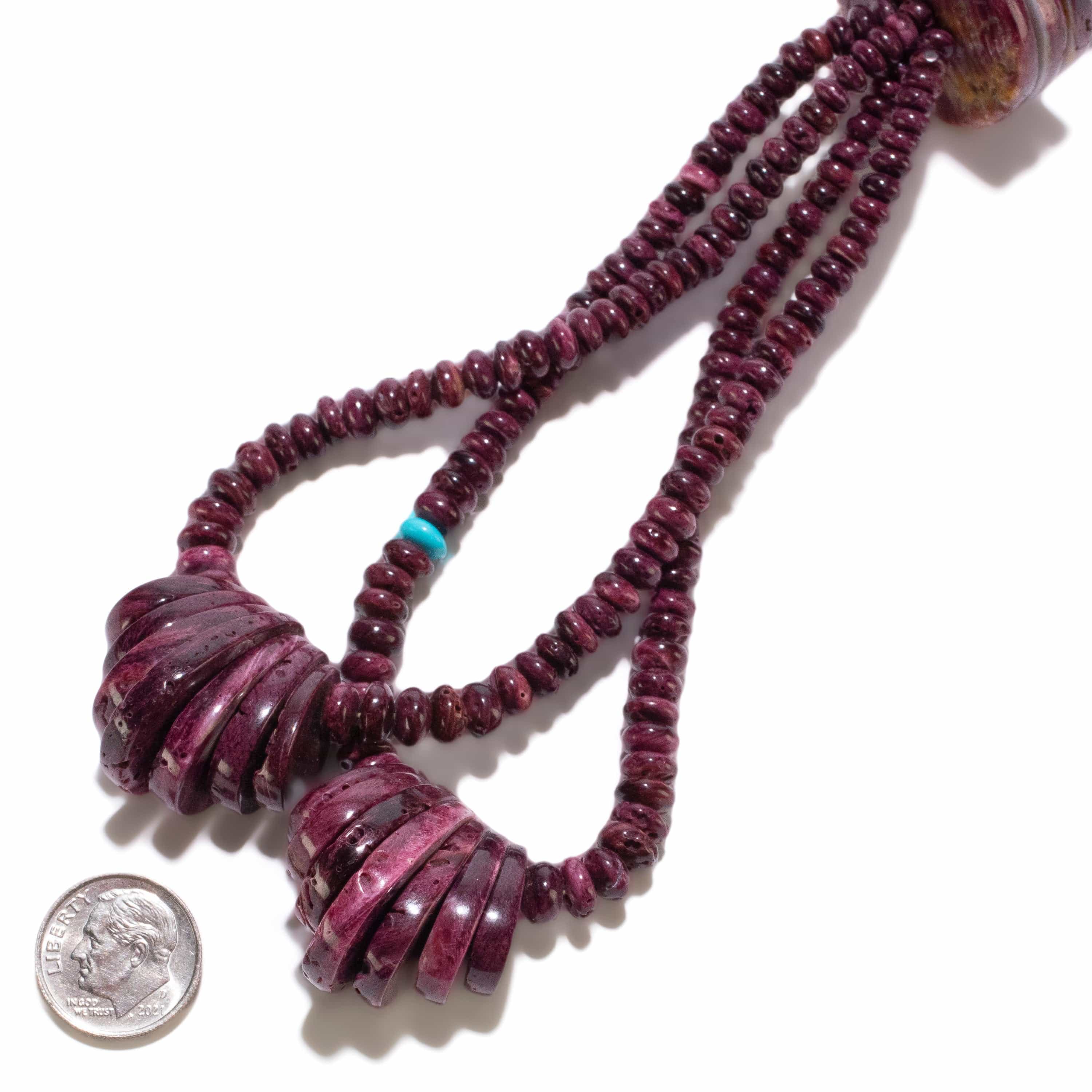 Kalifano Native American Jewelry 36" Purple Spiny Oyster Shell USA Native American Made Heishi Bead Necklace NAN2400.014