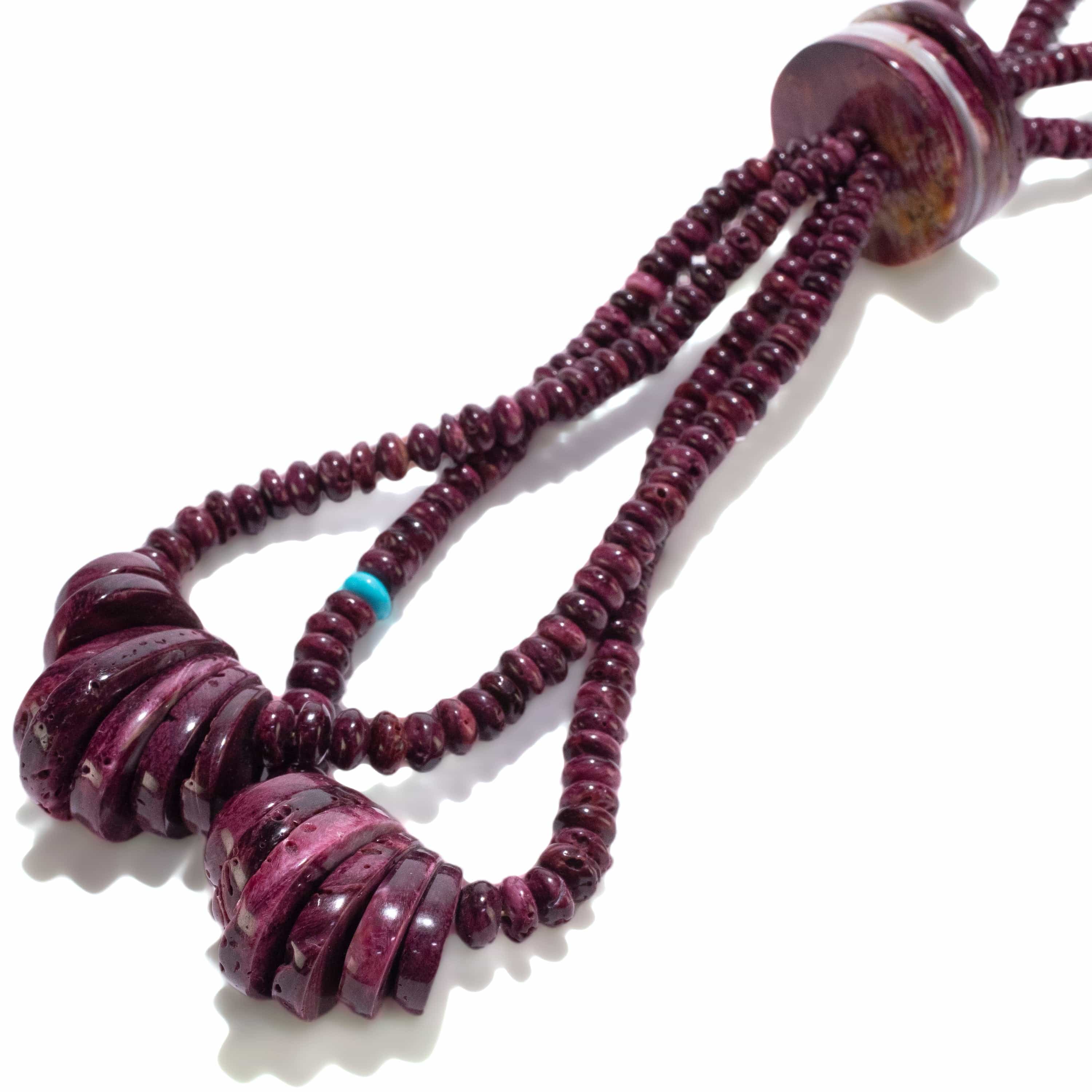 Kalifano Native American Jewelry 36" Purple Spiny Oyster Shell USA Native American Made Heishi Bead Necklace NAN2400.014