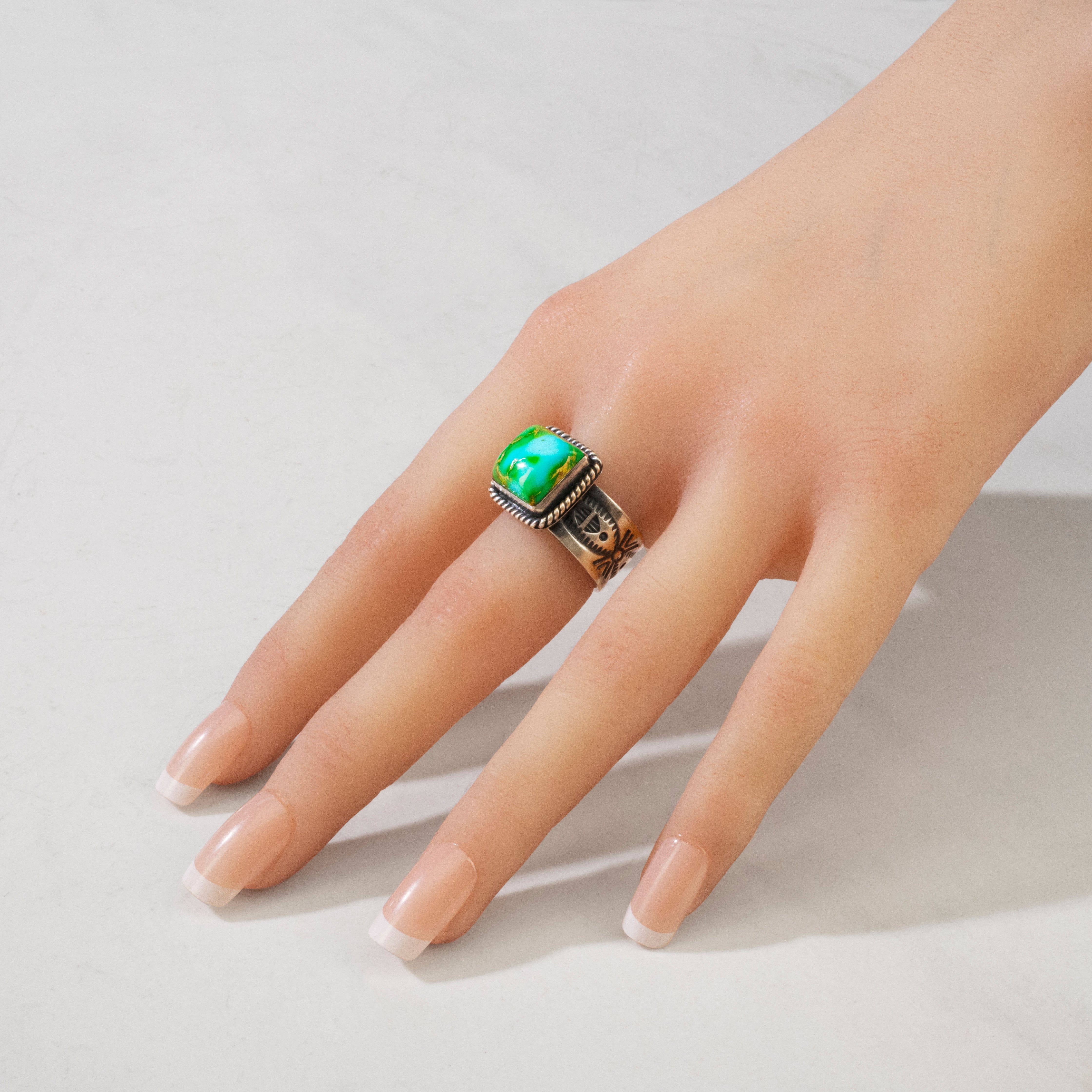 Kalifano Native American Jewelry 6 Raymond Coriz Sonoran Gold Turquoise Santo Domingo Pueblo USA Native American Made 925 Sterling Silver Ring NAR1500.026.6