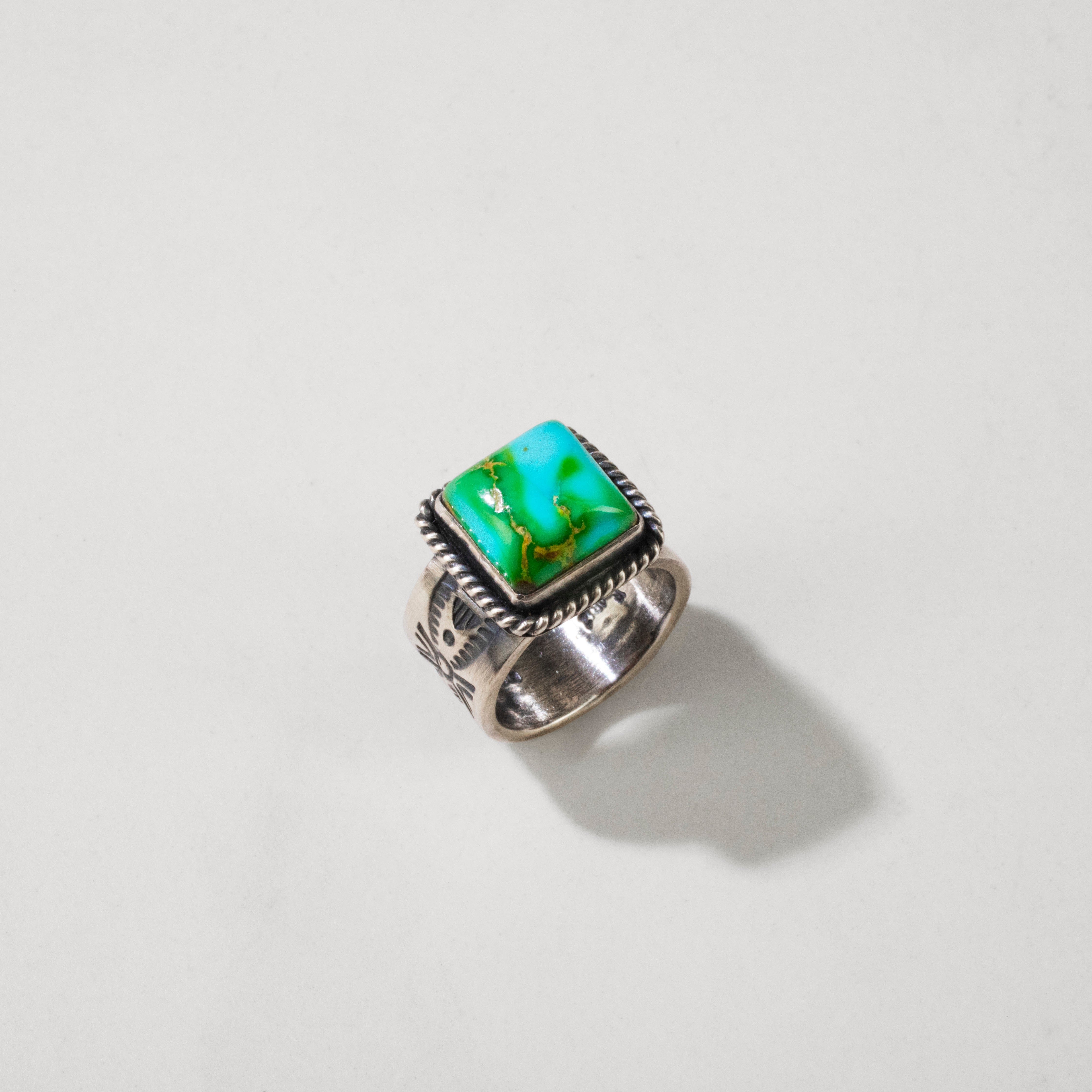 Kalifano Native American Jewelry 6 Raymond Coriz Sonoran Gold Turquoise Santo Domingo Pueblo USA Native American Made 925 Sterling Silver Ring NAR1500.026.6