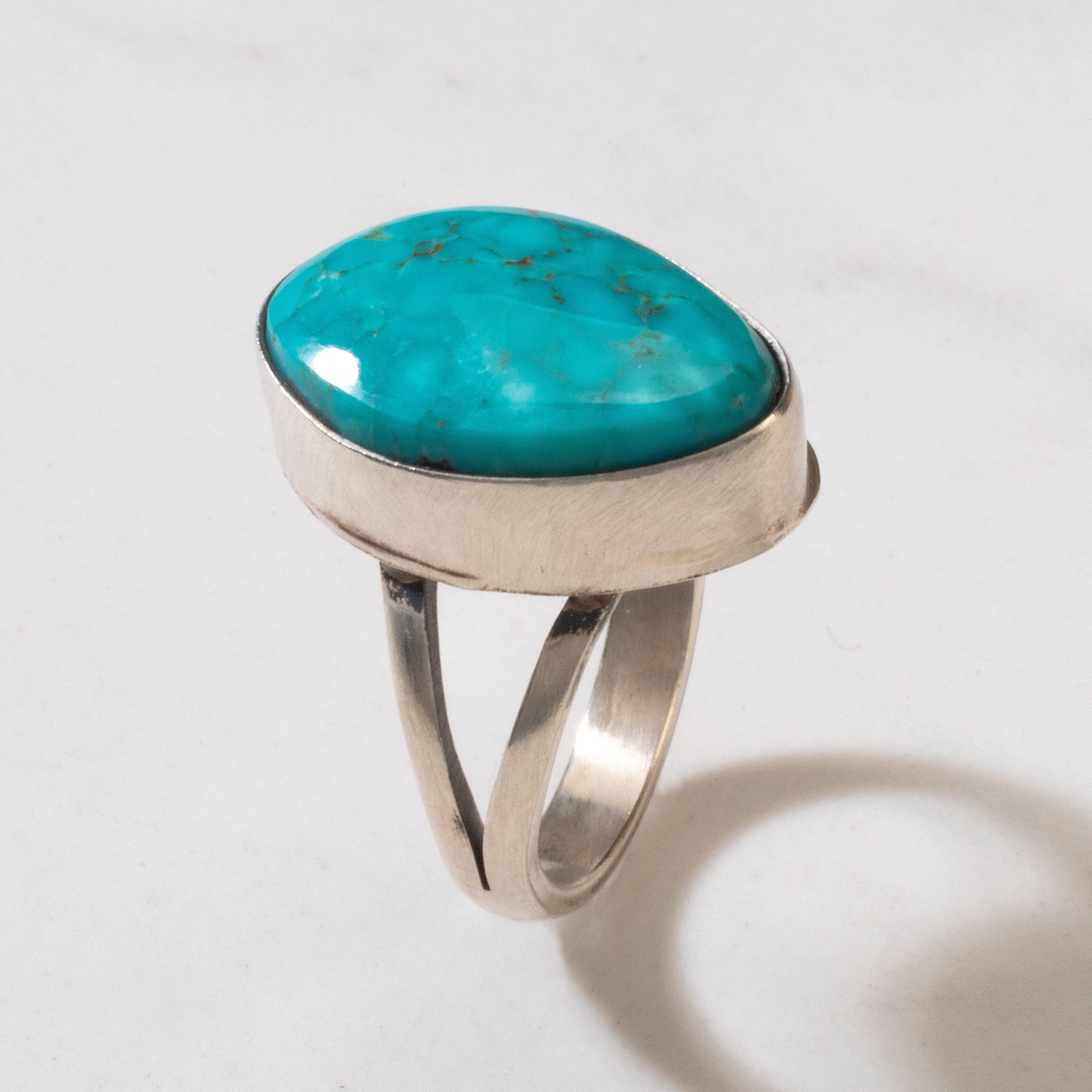 Kalifano Native American Jewelry 6 Scott Skeets Blue Ridge Turquoise USA Native American Made 925 Sterling Silver Ring NAR600.049.6