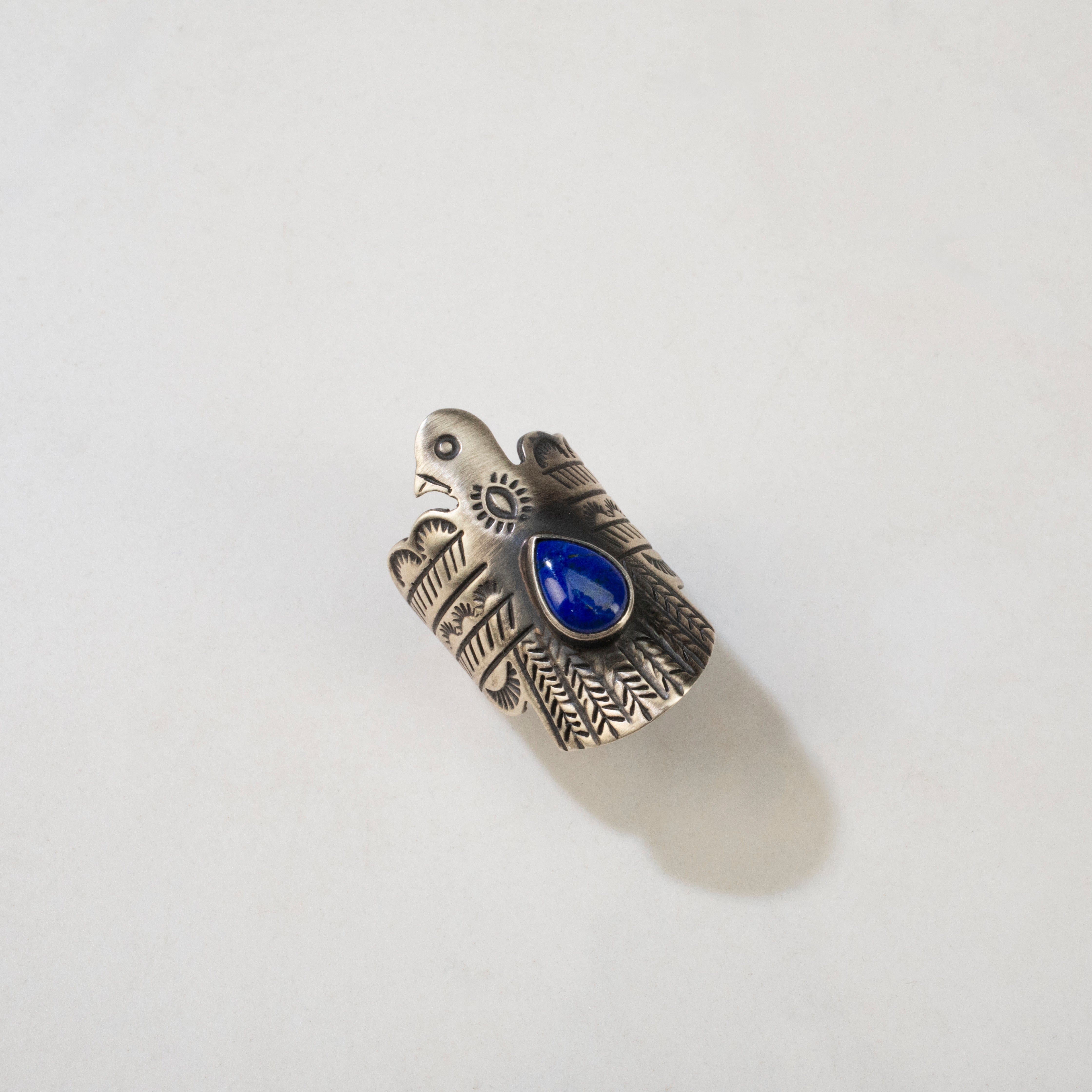 Kalifano Native American Jewelry 7.5 Raymond Coriz Lapis Santo Domingo Pueblo USA Native American Made 925 Sterling Silver Ring NAR900.043.75