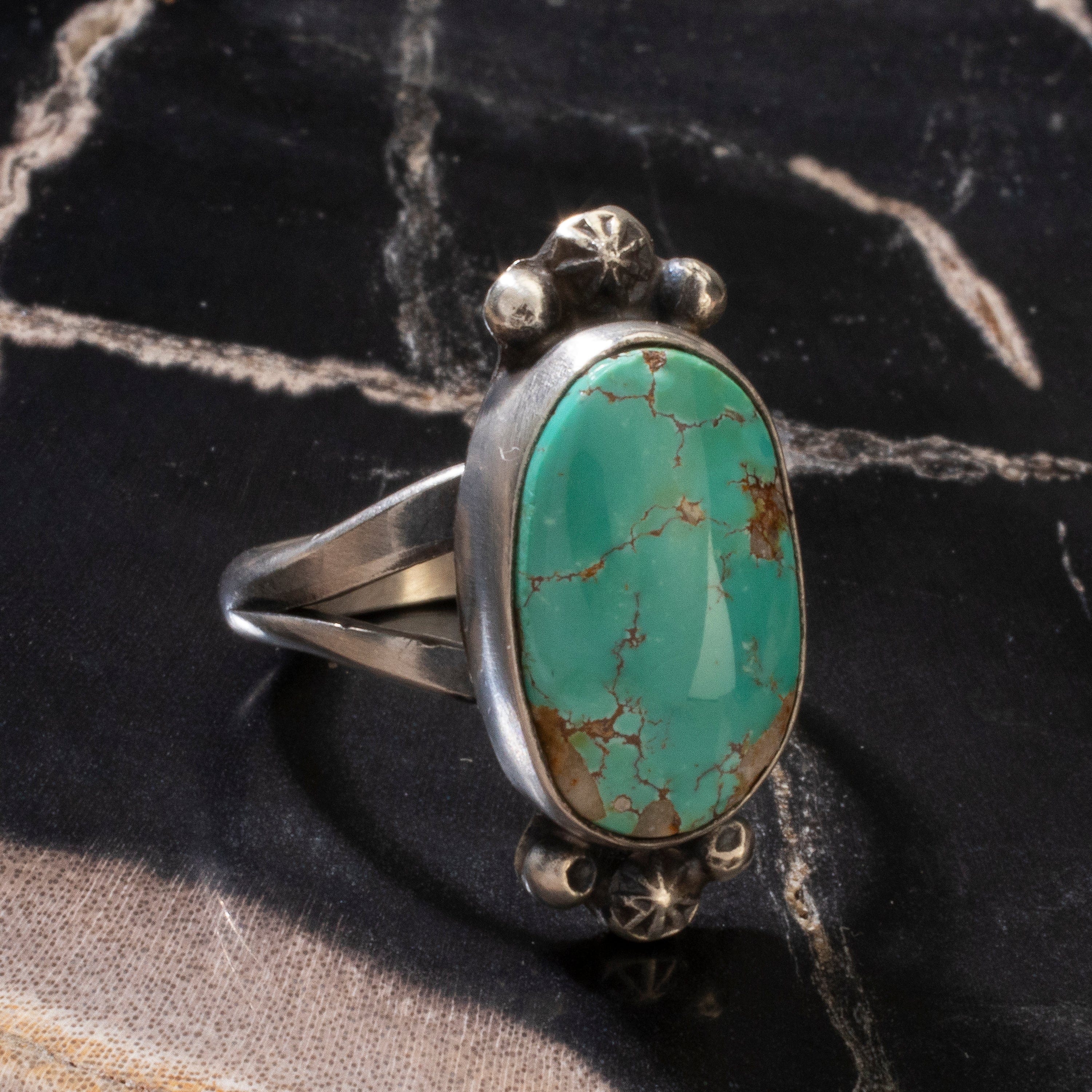 Kalifano Native American Jewelry 7.5 Scott Skeets Royston Turquoise Navajo USA Native American Made 925 Sterling Silver Ring NAR600.069.75