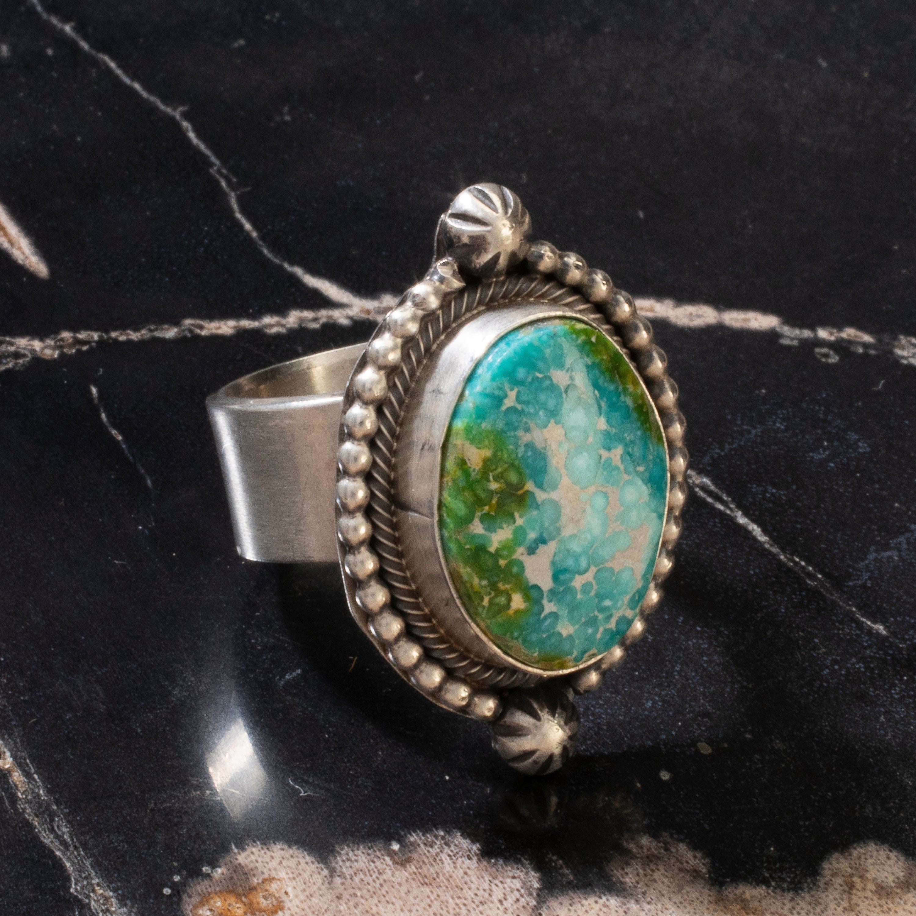 Kalifano Native American Jewelry 7.5 Scott Skeets Royston Turquoise Navajo USA Native American Made 925 Sterling Silver Ring NAR900.035.75