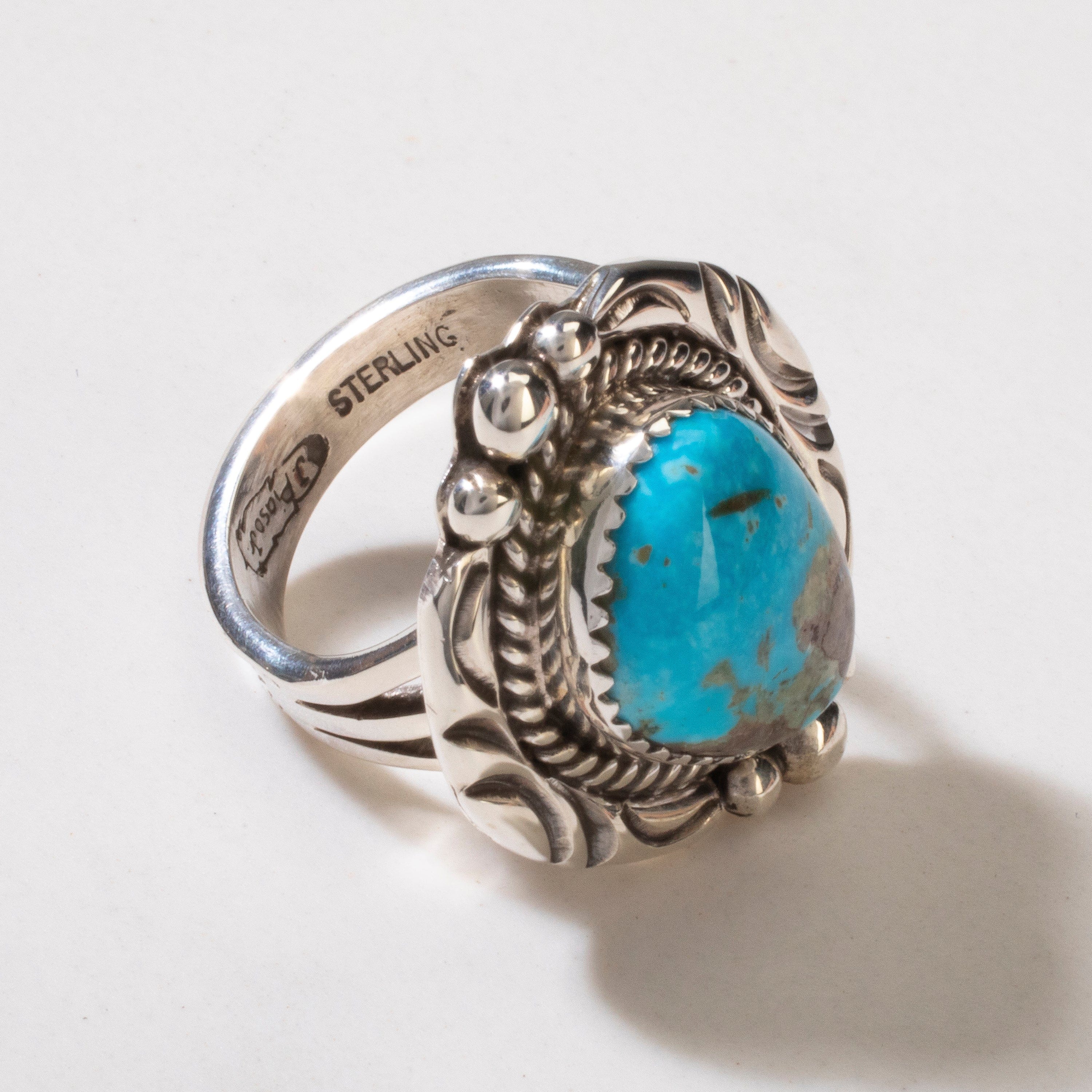 Kalifano Native American Jewelry 7 Joe Piaso Jr. Sleeping Beauty Turquoise Navajo USA Native American Made 925 Sterling Silver Ring NAR600.064.7
