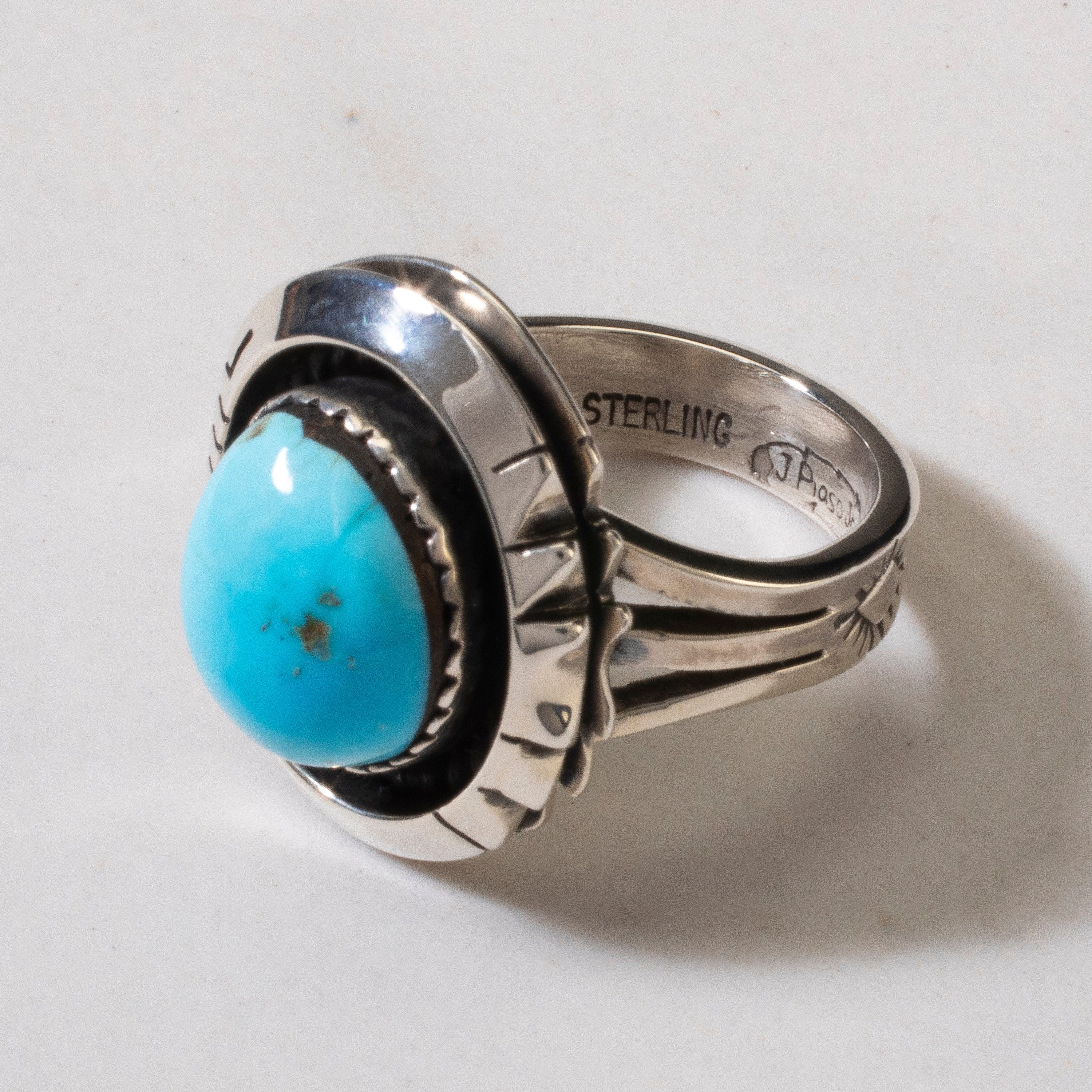 Kalifano Native American Jewelry 7 Joe Piaso Jr. Sleeping Beauty Turquoise Navajo USA Native American Made 925 Sterling Silver Ring NAR600.066.7