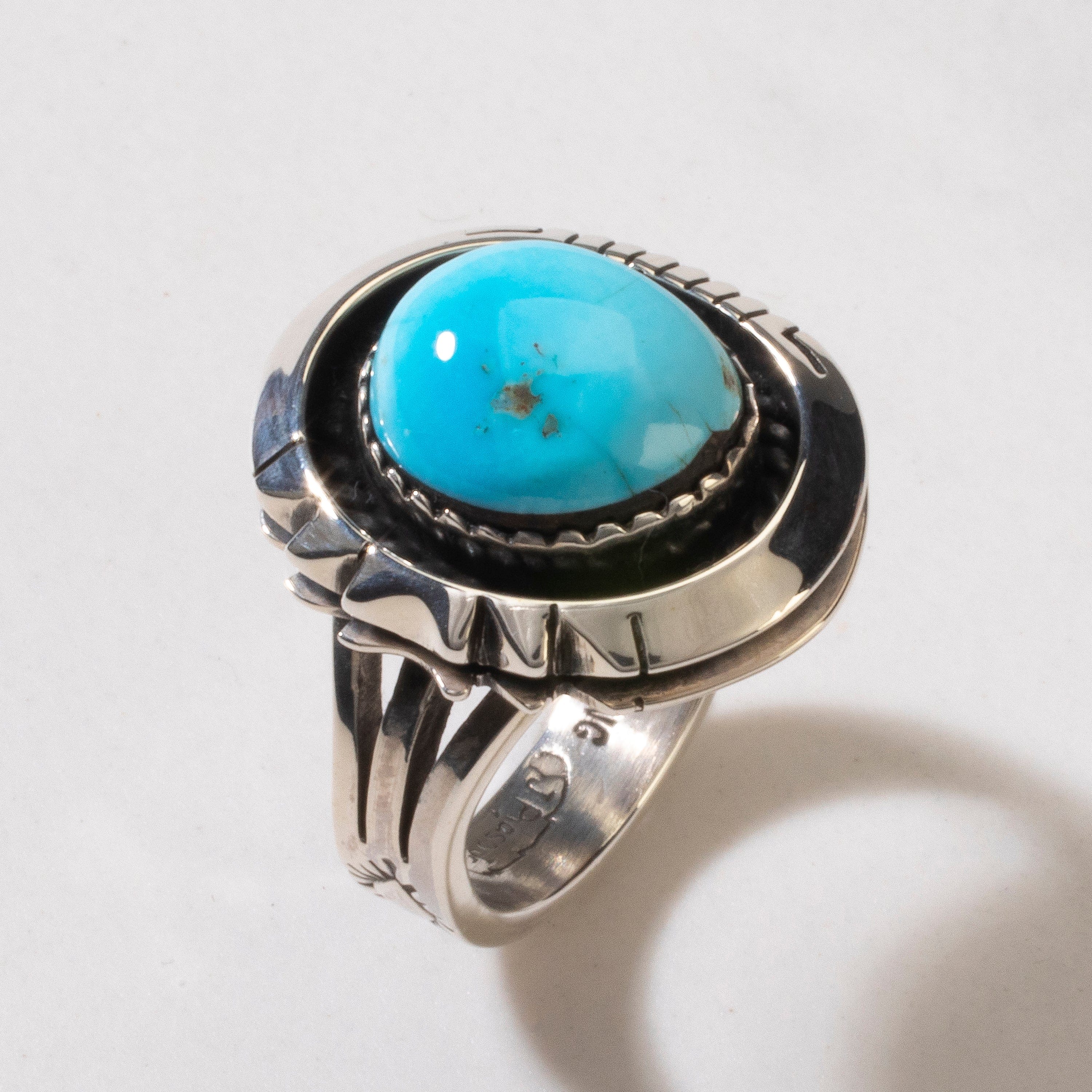 Kalifano Native American Jewelry 7 Joe Piaso Jr. Sleeping Beauty Turquoise Navajo USA Native American Made 925 Sterling Silver Ring NAR600.066.7