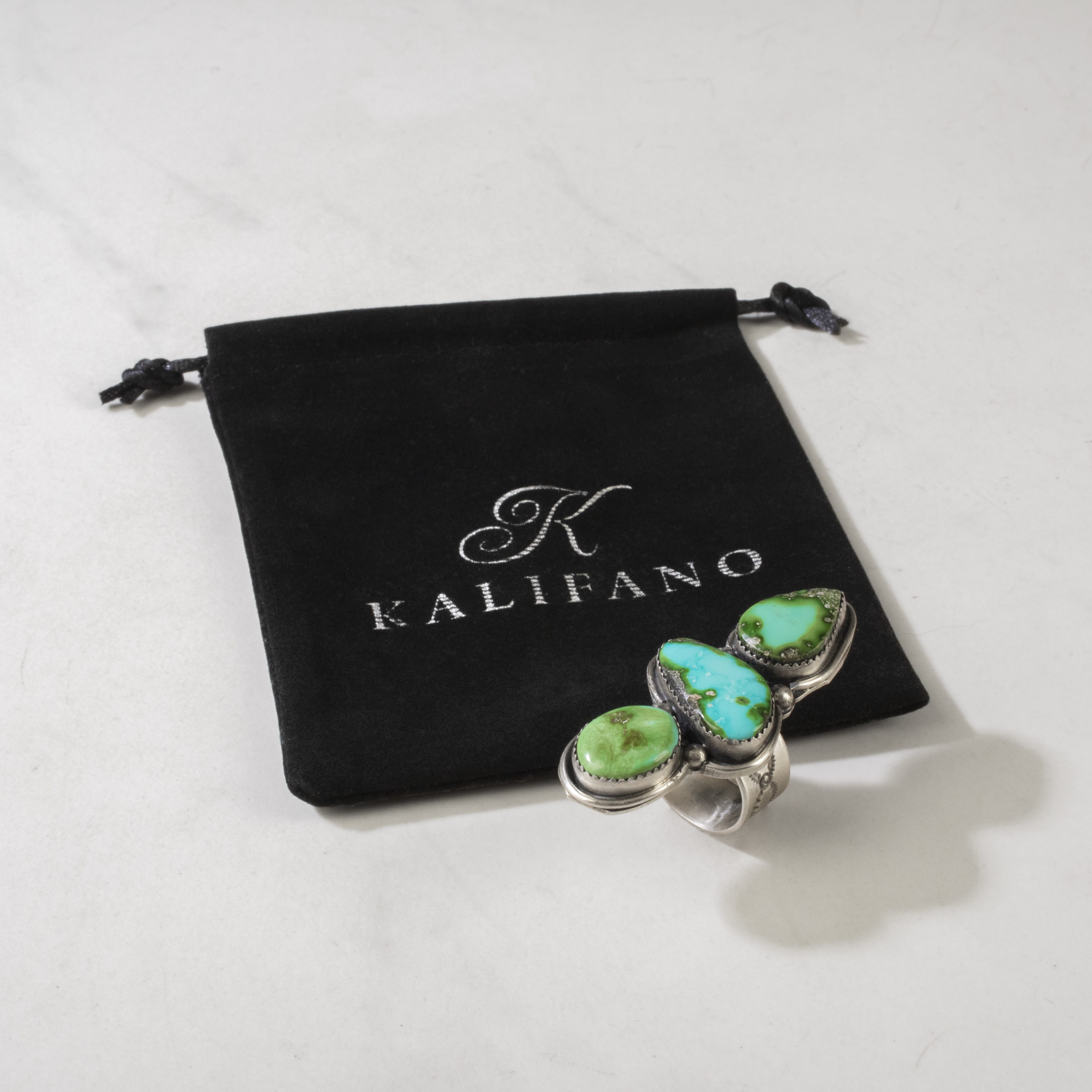 Kalifano Native American Jewelry 8.5 Boyd Ashley Sonoran Gold Turquoise USA Native American Made 925 Sterling Silver Ring NAR1850.001.85