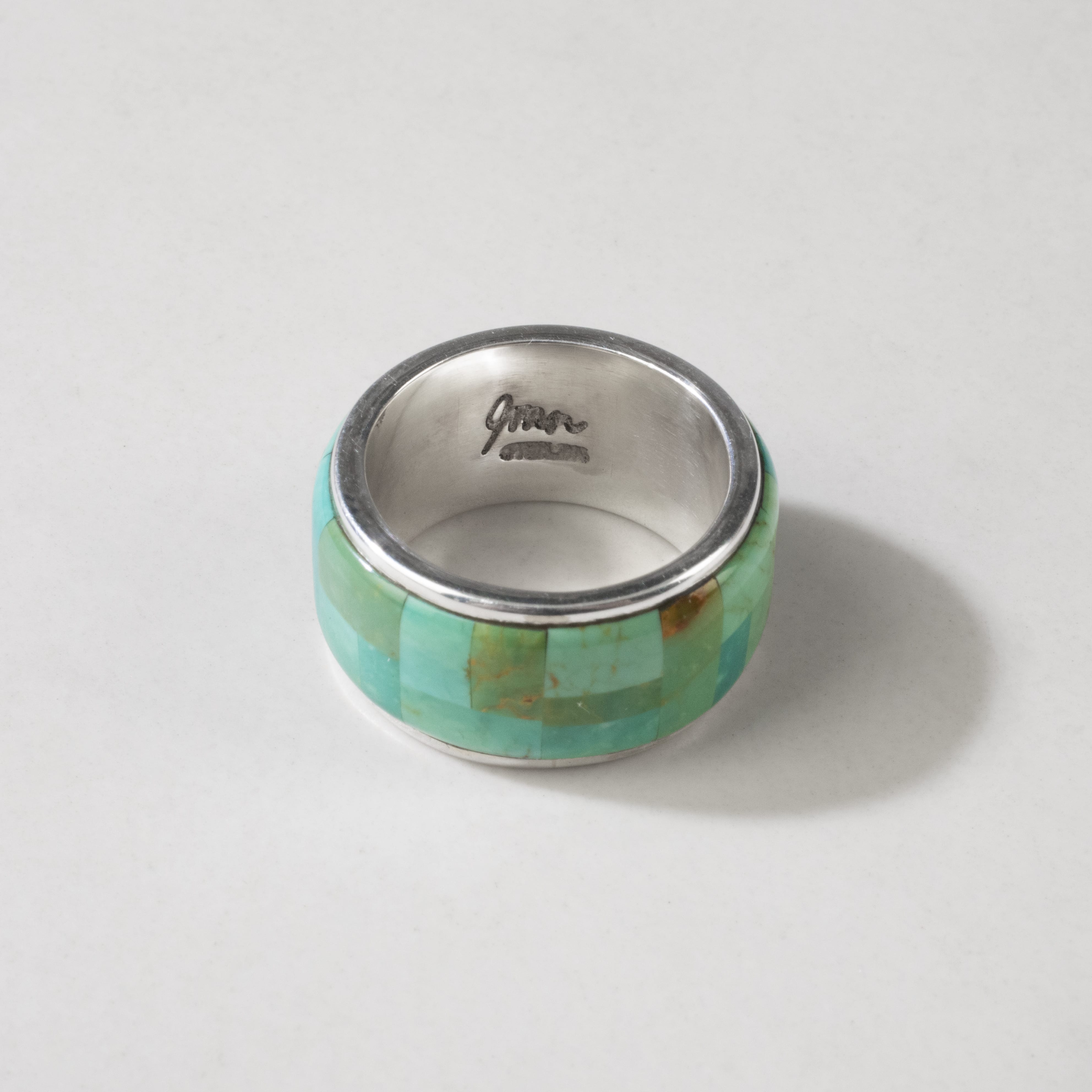 Kalifano Native American Jewelry 8.5 Kingman Turquoise USA Native American Made 925 Sterling Silver Inlaid Ring NAR950.005.85