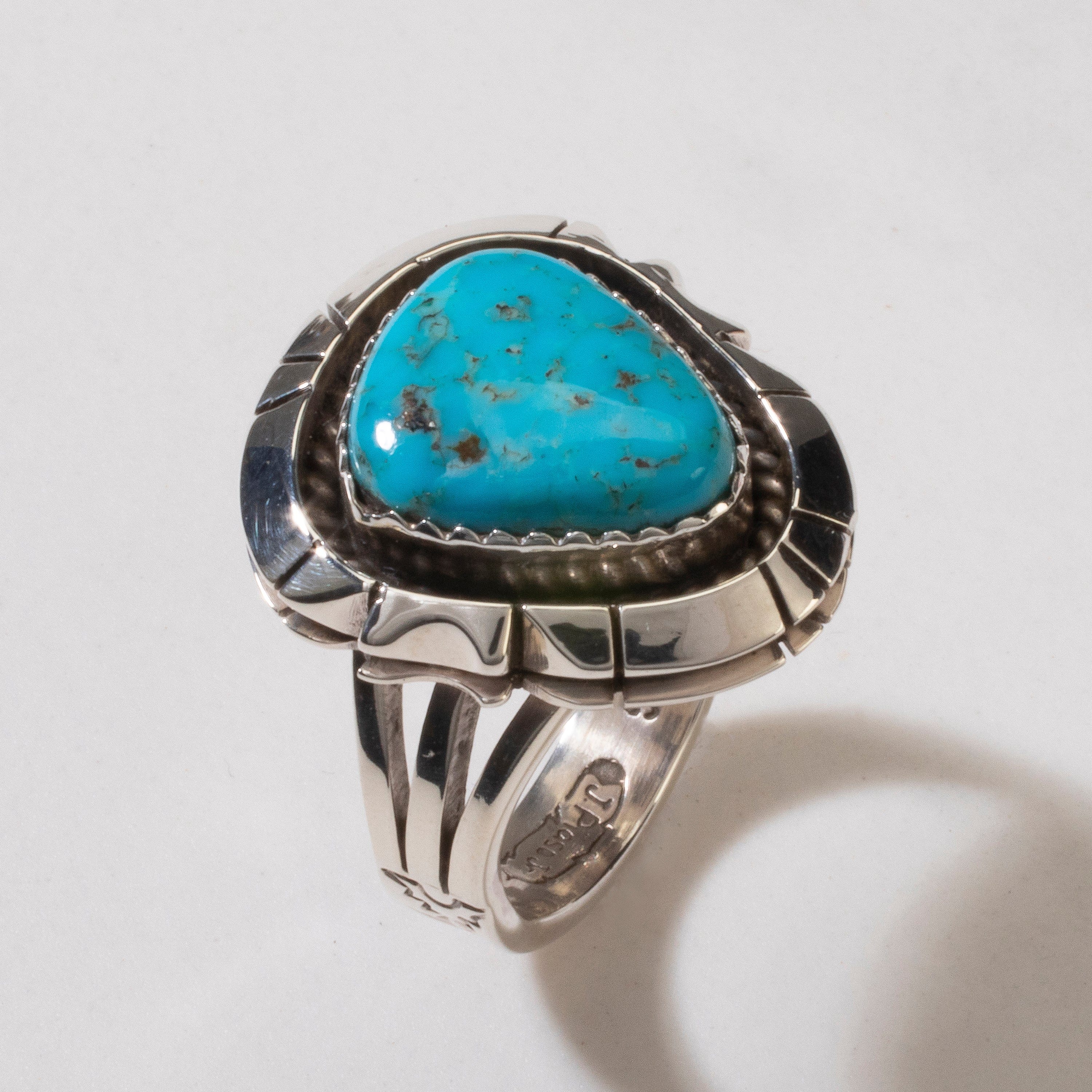 Kalifano Native American Jewelry 8 Joe Piaso Jr. Sleeping Beauty Turquoise Navajo USA Native American Made 925 Sterling Silver Ring NAR600.057.8