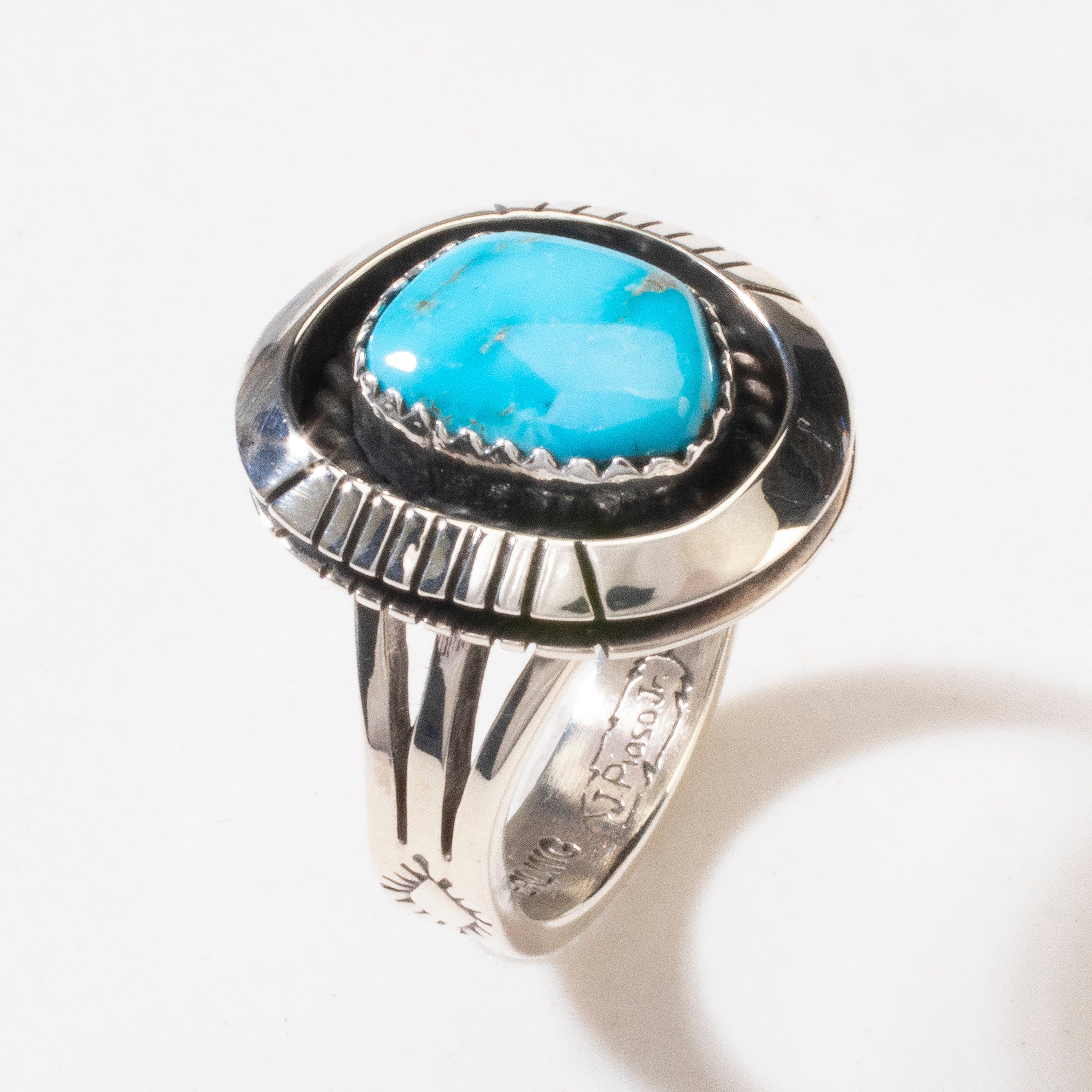 Kalifano Native American Jewelry 8 Joe Piaso Jr. Sleeping Beauty Turquoise Navajo USA Native American Made 925 Sterling Silver Ring NAR600.061.8