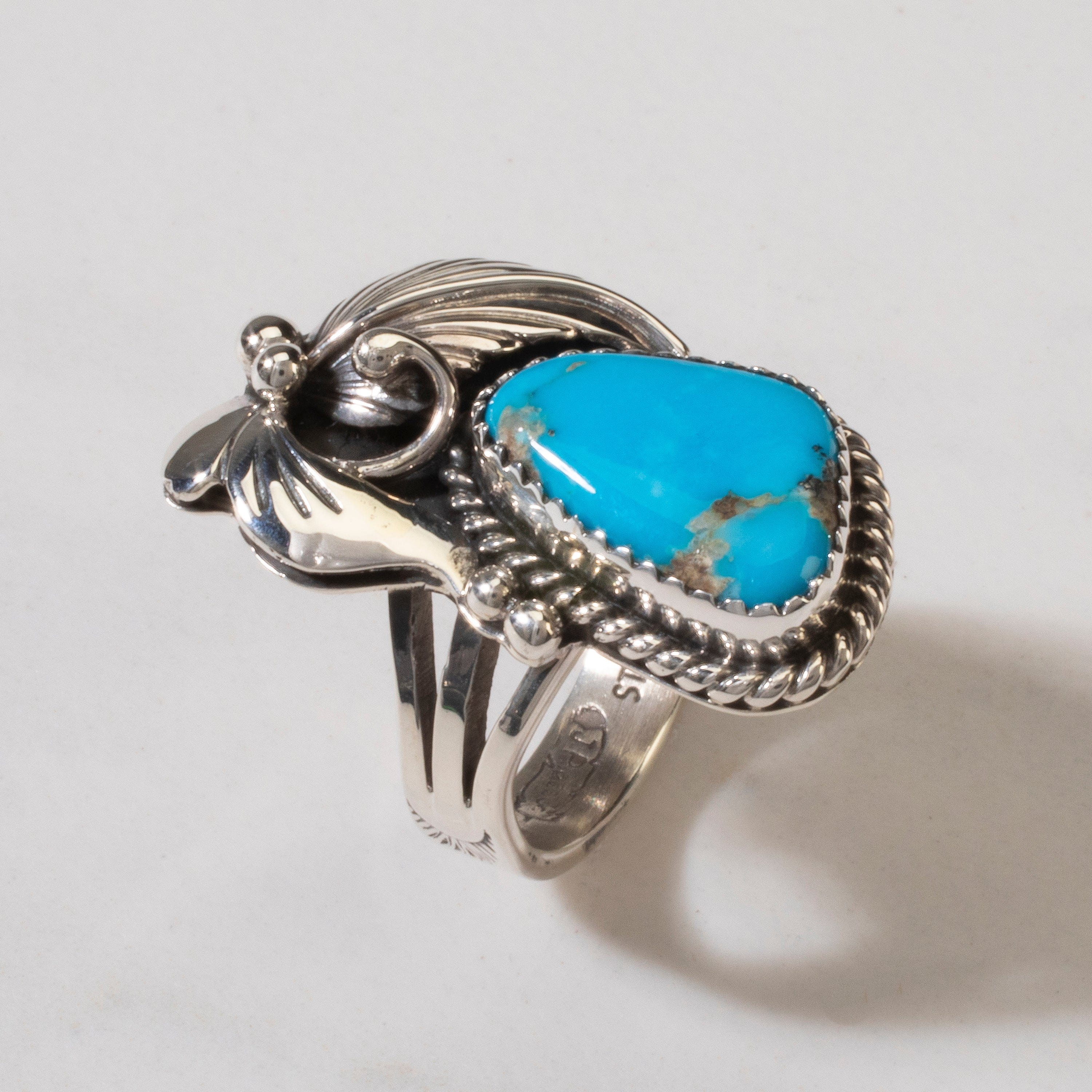 Kalifano Native American Jewelry 8 Joe Piaso Jr. Sleeping Beauty Turquoise Navajo USA Native American Made 925 Sterling Silver Ring NAR600.071.8