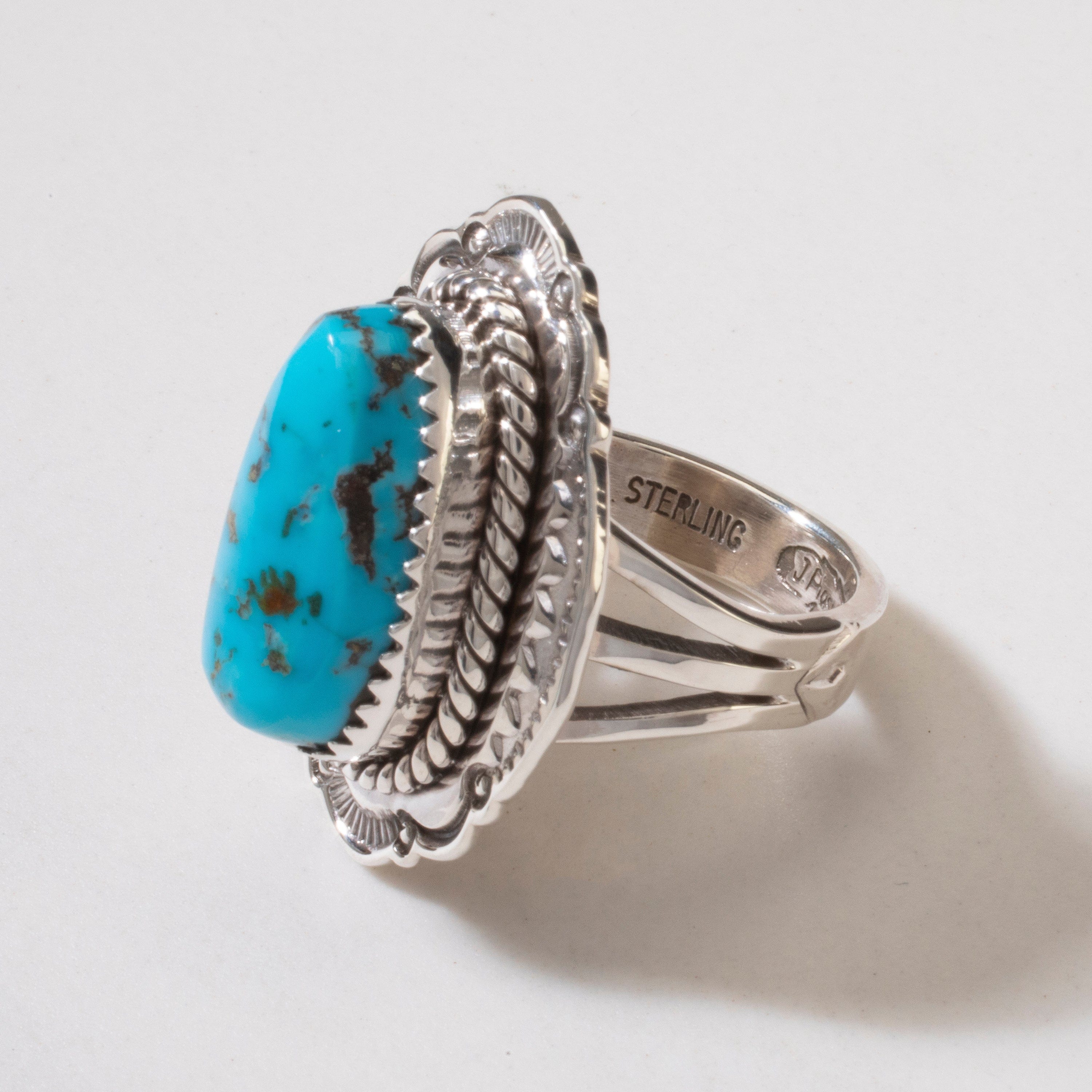 Kalifano Native American Jewelry 8 Joe Piaso Jr. Sleeping Beauty Turquoise Navajo USA Native American Made 925 Sterling Silver Ring NAR700.045.8