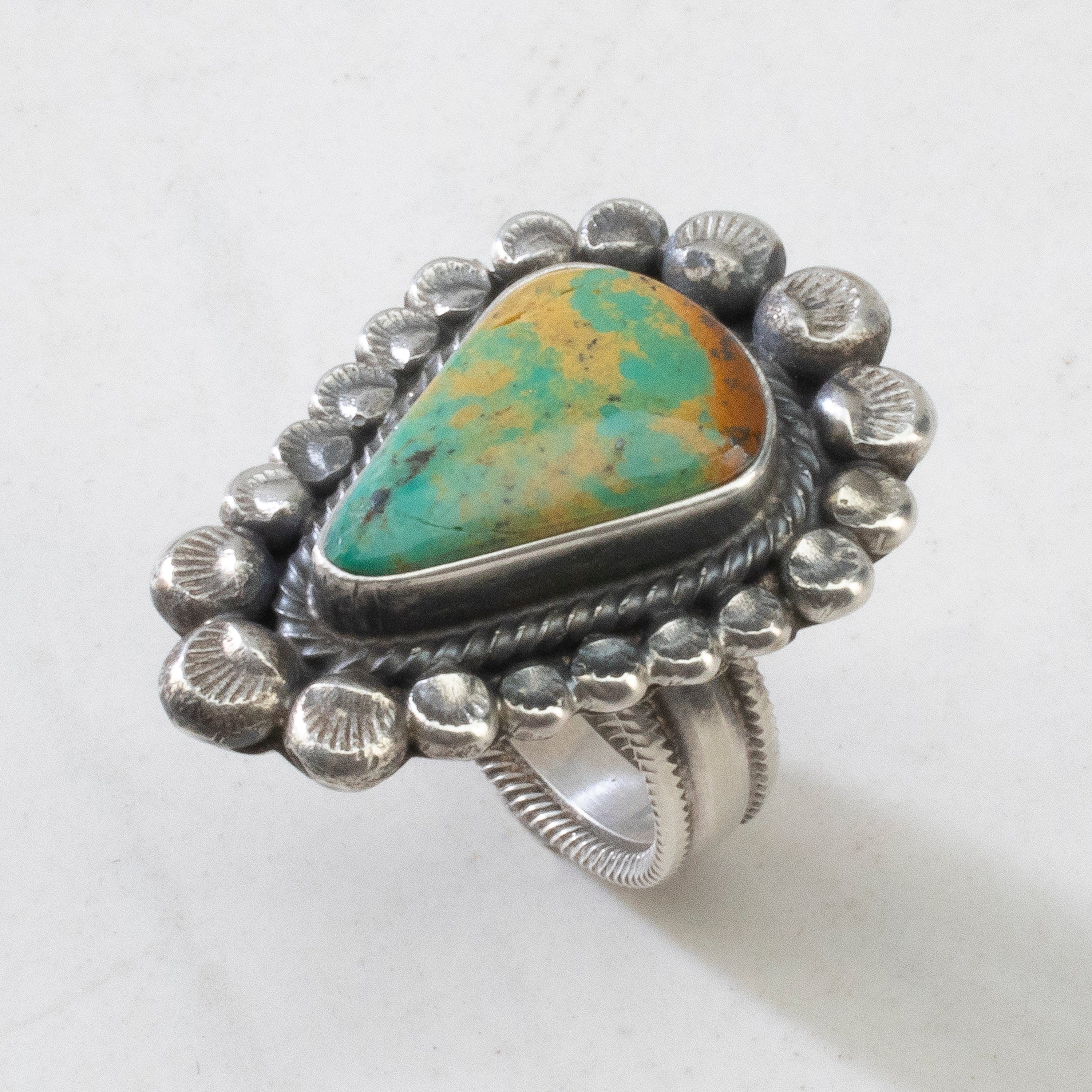 Kalifano Native American Jewelry 8 Leon Martinez Carico Lake Turquoise Navajo USA Native American Made 925 Sterling Silver Ring NAR2400.016.8