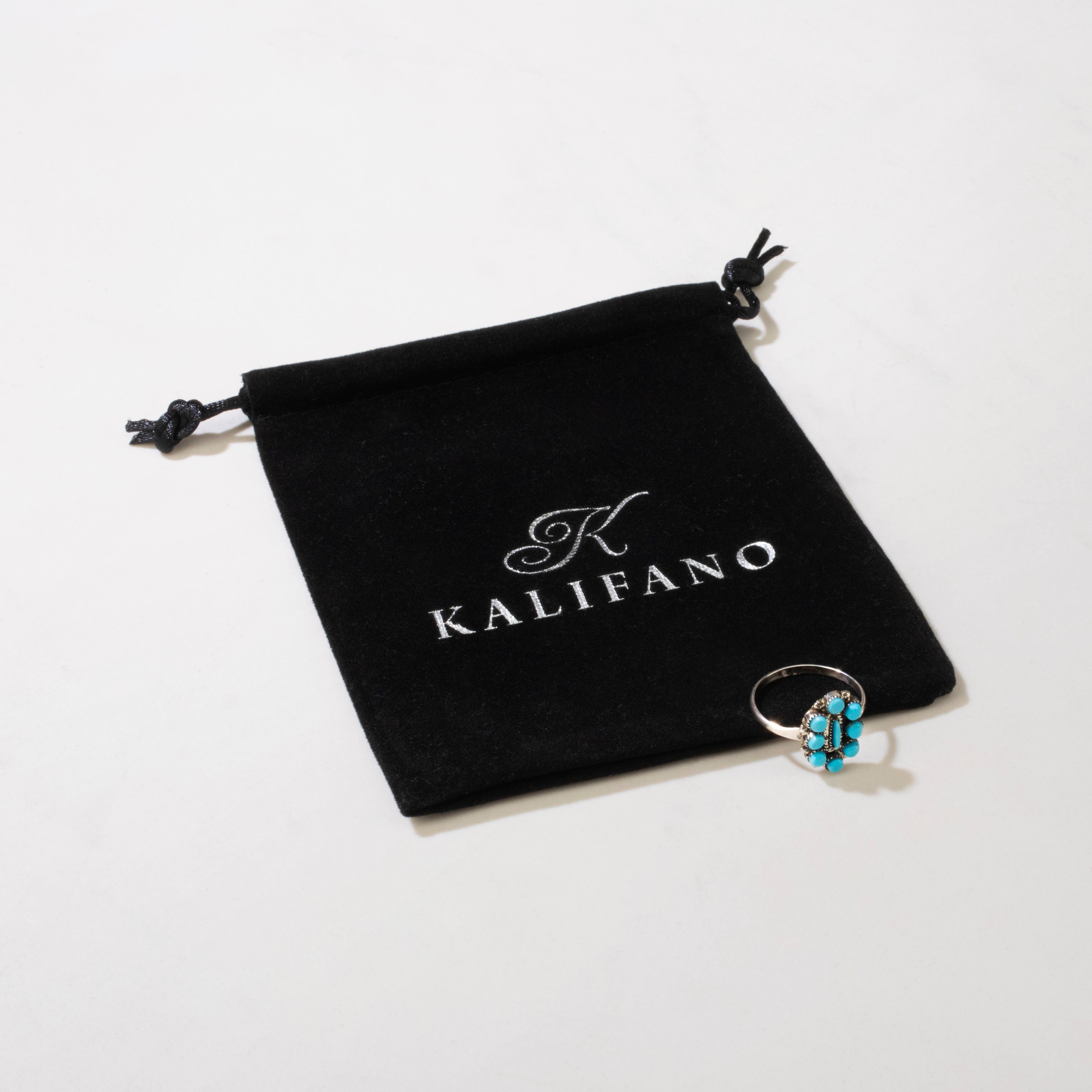 Kalifano Native American Jewelry 8 Pablito Sleeping Beauty Turquoise USA Native American Made 925 Sterling Silver Ring NAR250.021.8