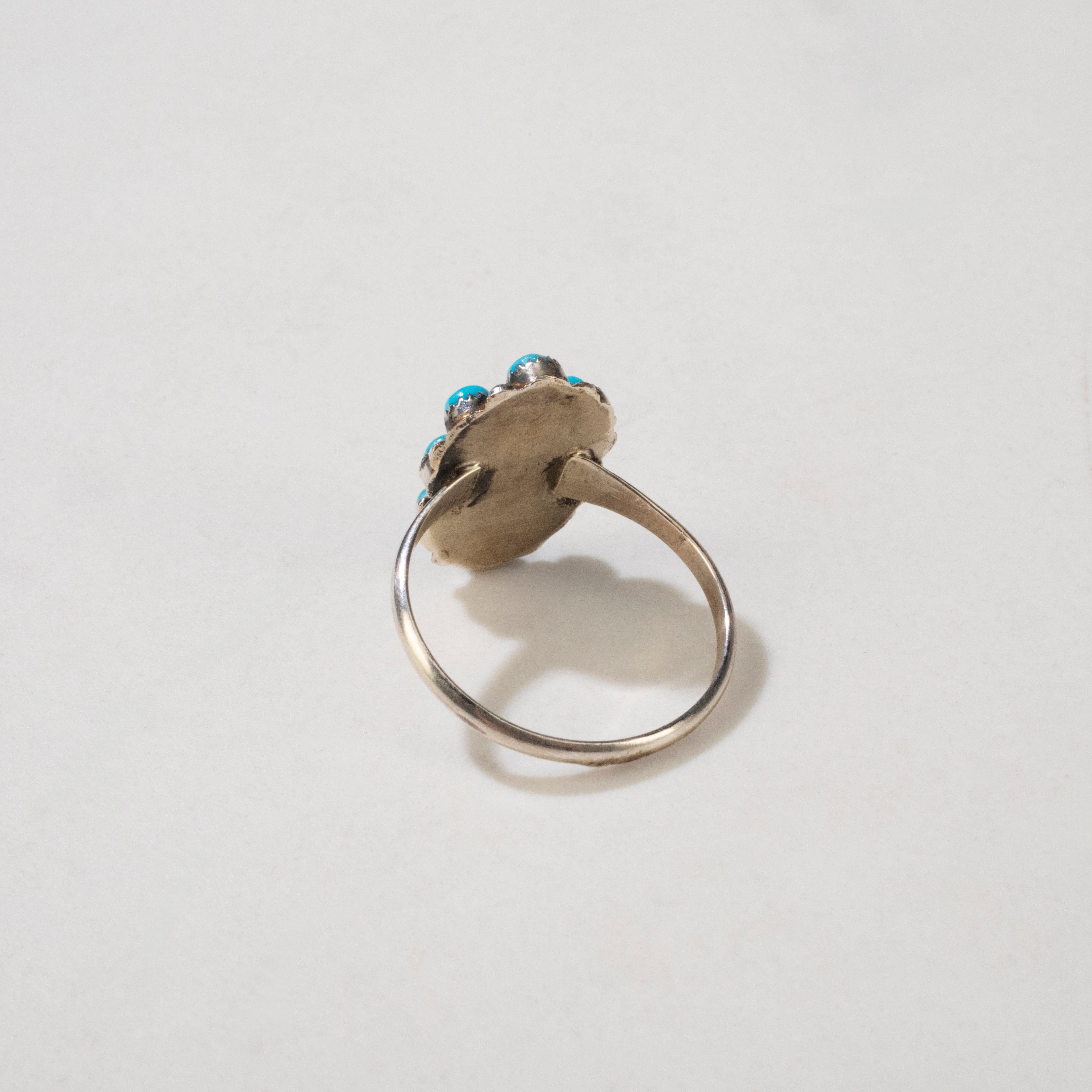 Kalifano Native American Jewelry 8 Pablito Sleeping Beauty Turquoise USA Native American Made 925 Sterling Silver Ring NAR250.021.8