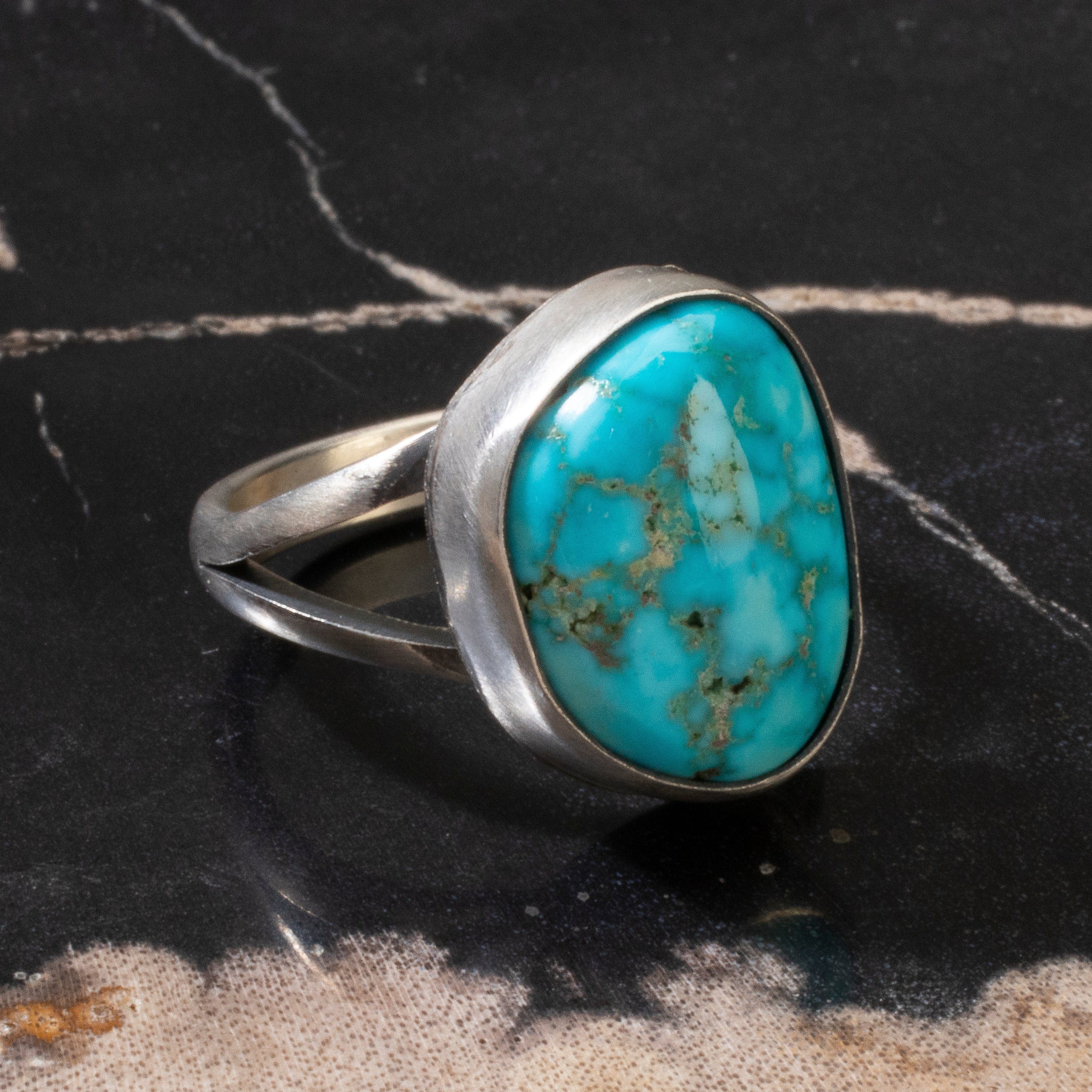 Kalifano Native American Jewelry 8 Scott Skeets Blue Ridge Turquoise USA Native American Made 925 Sterling Silver Ring NAR500.099.8