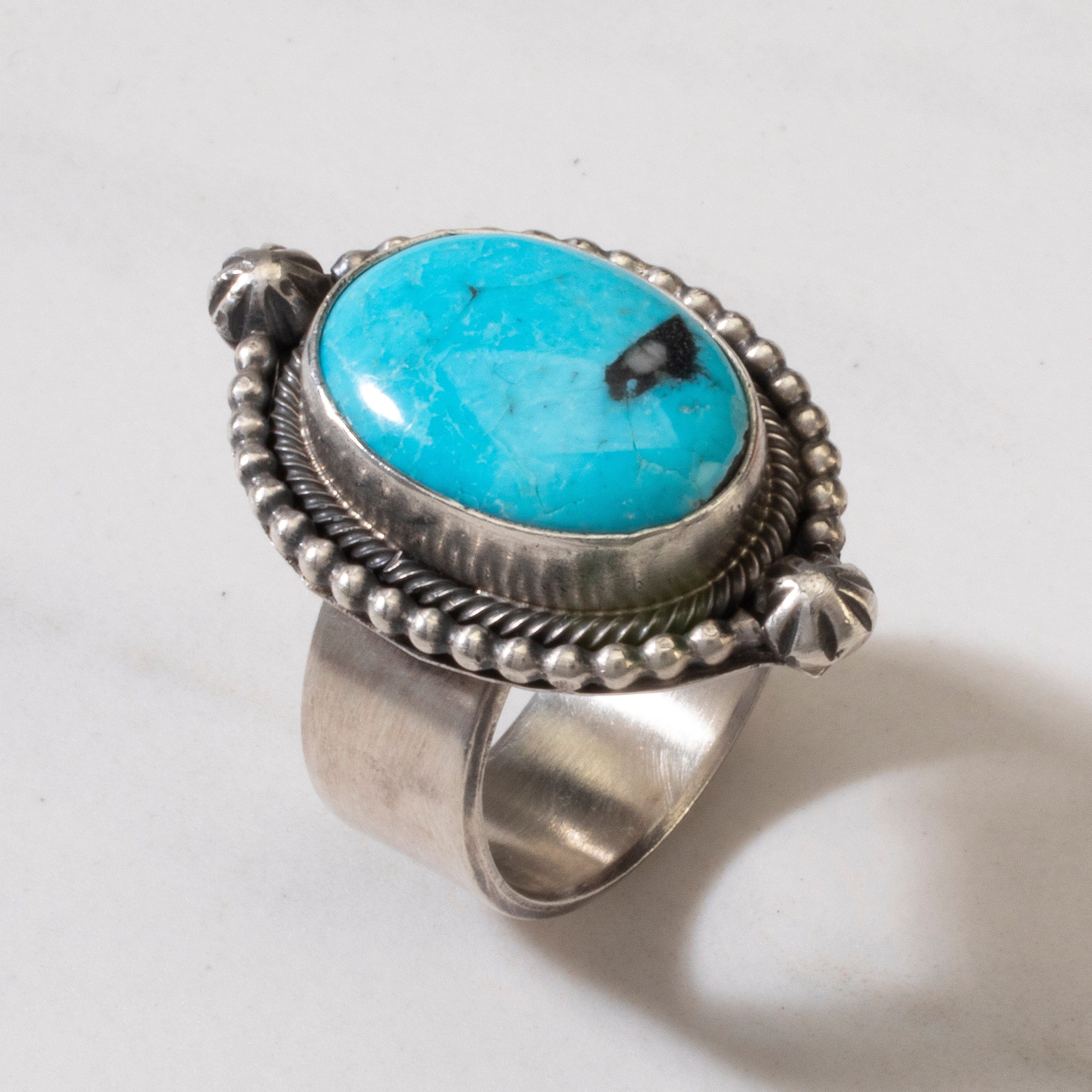 Kalifano Native American Jewelry 8 Scott Skeets Royston Turquoise Navajo USA Native American Made 925 Sterling Silver Ring NAR900.039.8
