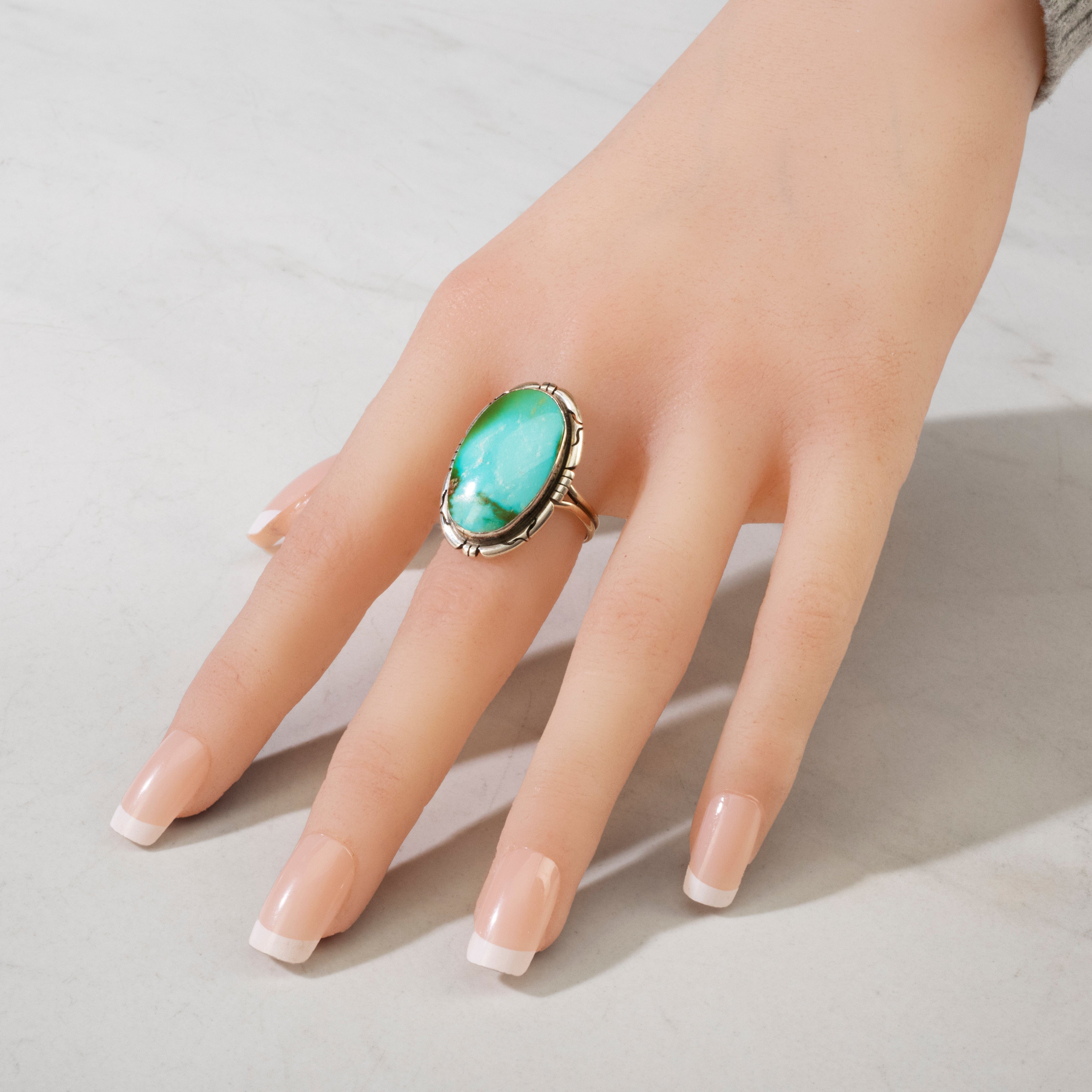 Kalifano Native American Jewelry 9.5 Dave Skeets Royston Turquoise Navajo USA Native American Made 925 Sterling Silver Ring NAR400.117.95