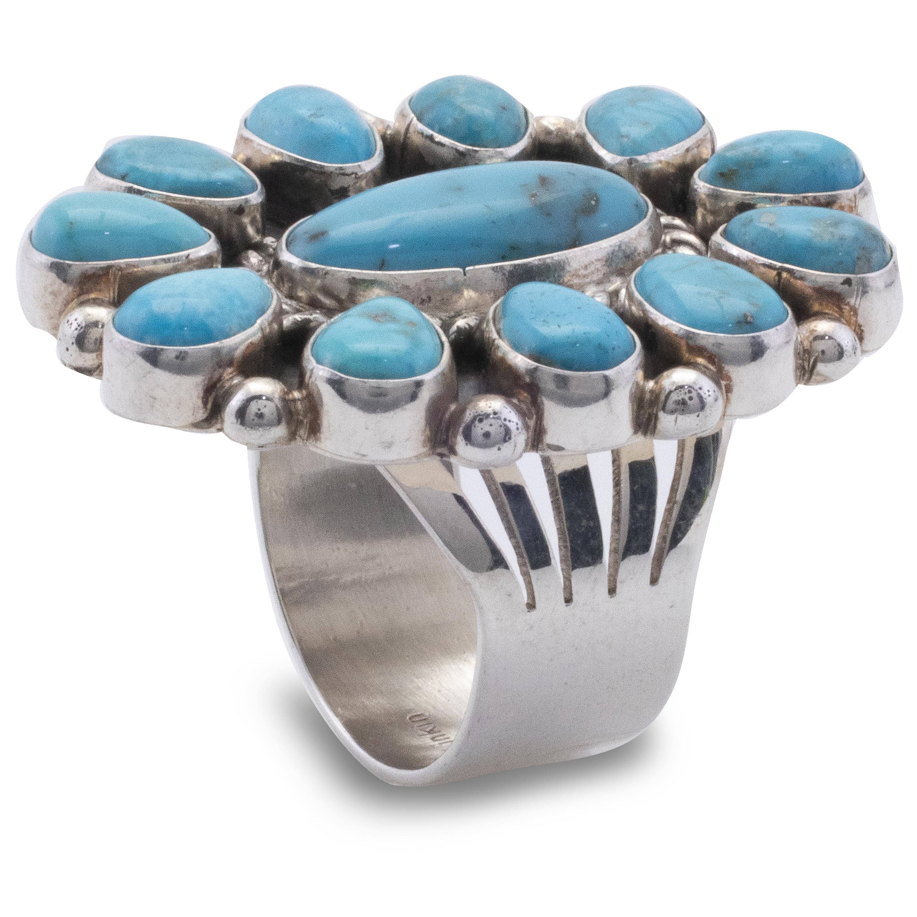 Kalifano Native American Jewelry 9.5 Lucinda Linkin Navajo Sonoran Gold Turquoise USA Native American Made 925 Sterling Silver Ring NAR1400.020.95