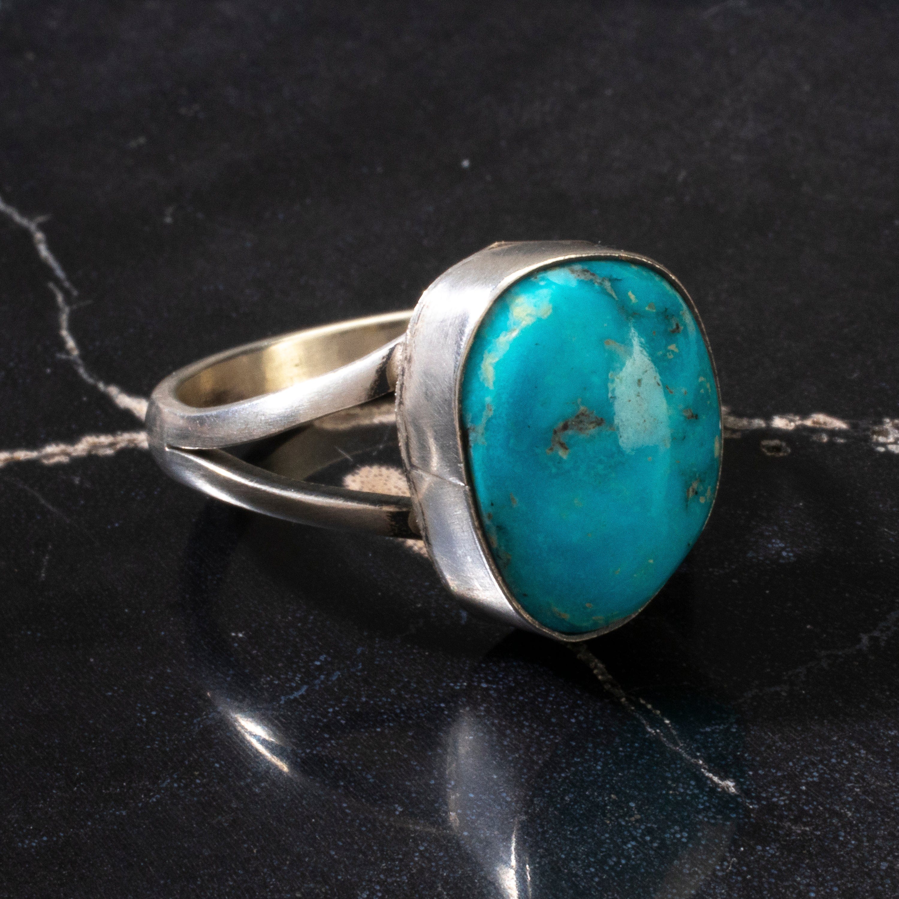 Kalifano Native American Jewelry 9 Scott Skeets Blue Ridge Turquoise USA Native American Made 925 Sterling Silver Ring NAR500.098.9