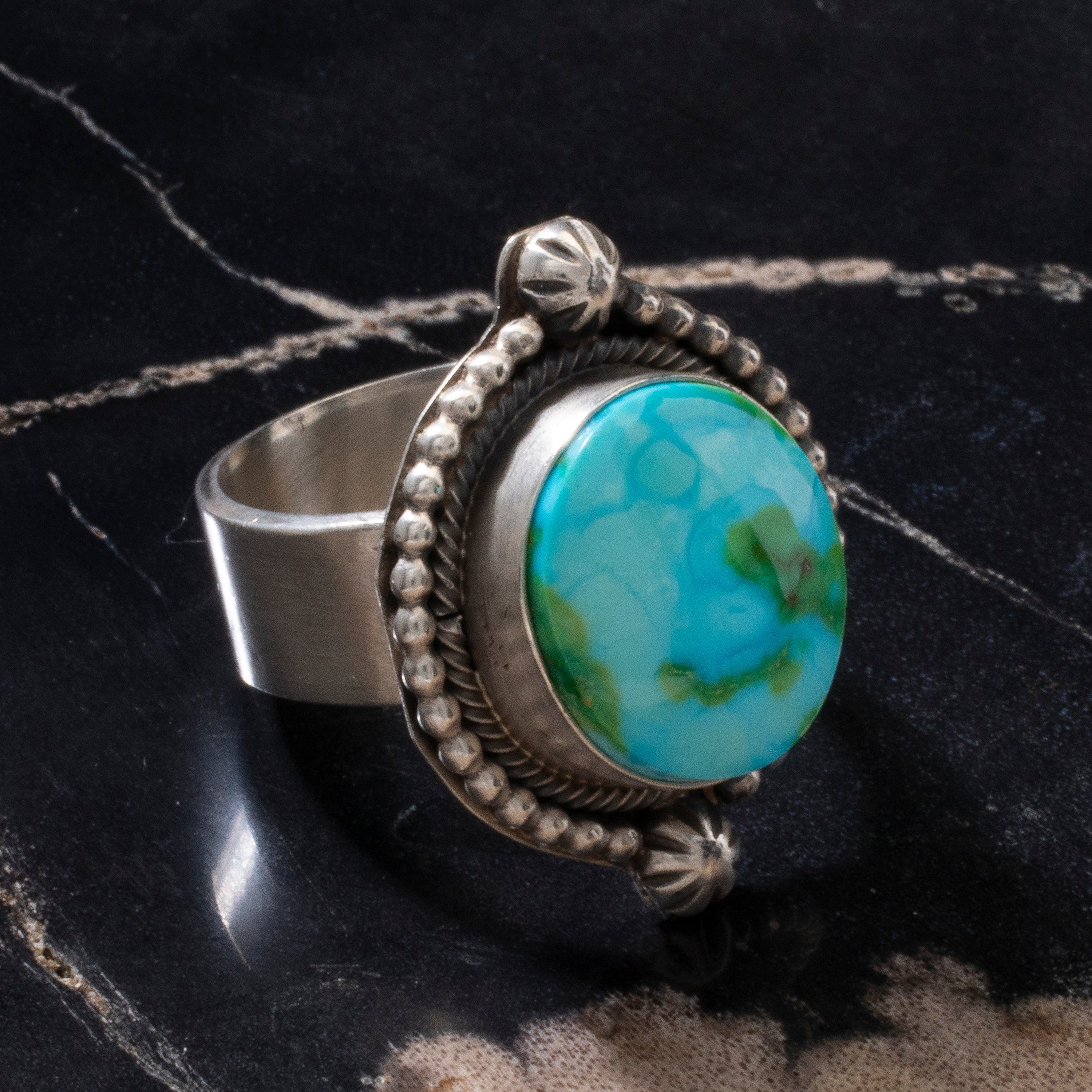 Kalifano Native American Jewelry 9 Scott Skeets Royston Turquoise Navajo USA Native American Made 925 Sterling Silver Ring NAR900.041.9