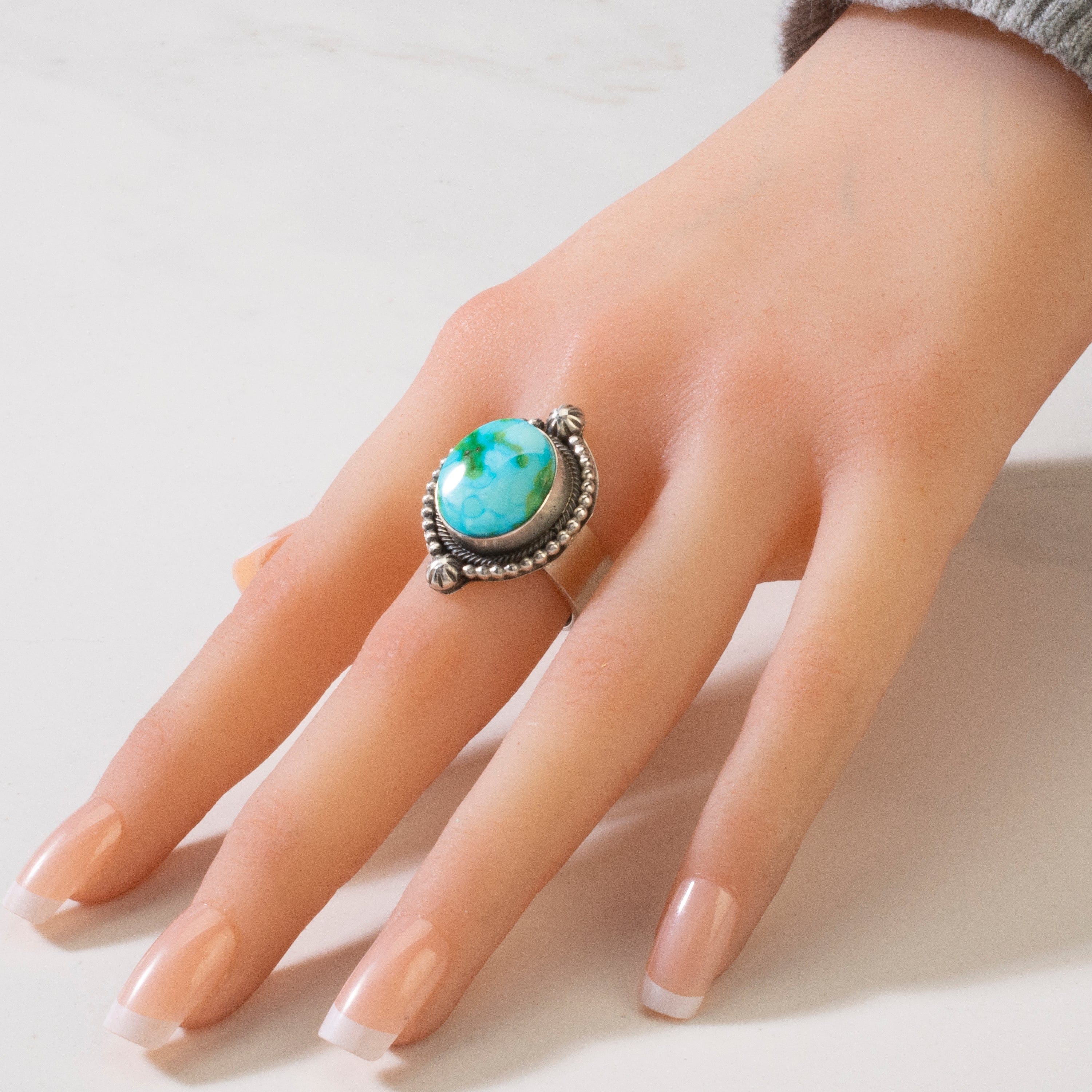 Kalifano Native American Jewelry 9 Scott Skeets Royston Turquoise Navajo USA Native American Made 925 Sterling Silver Ring NAR900.041.9