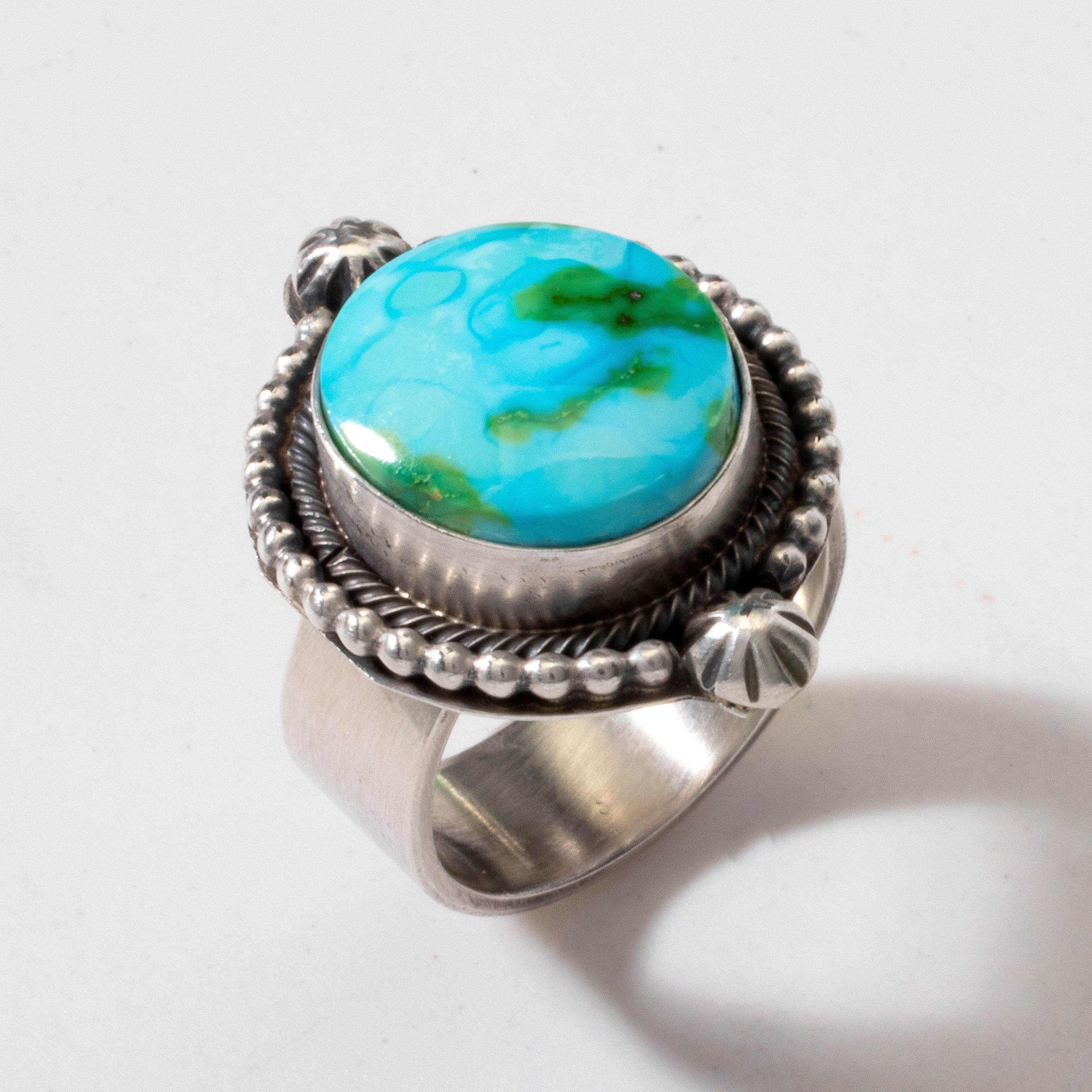 Kalifano Native American Jewelry 9 Scott Skeets Royston Turquoise Navajo USA Native American Made 925 Sterling Silver Ring NAR900.041.9