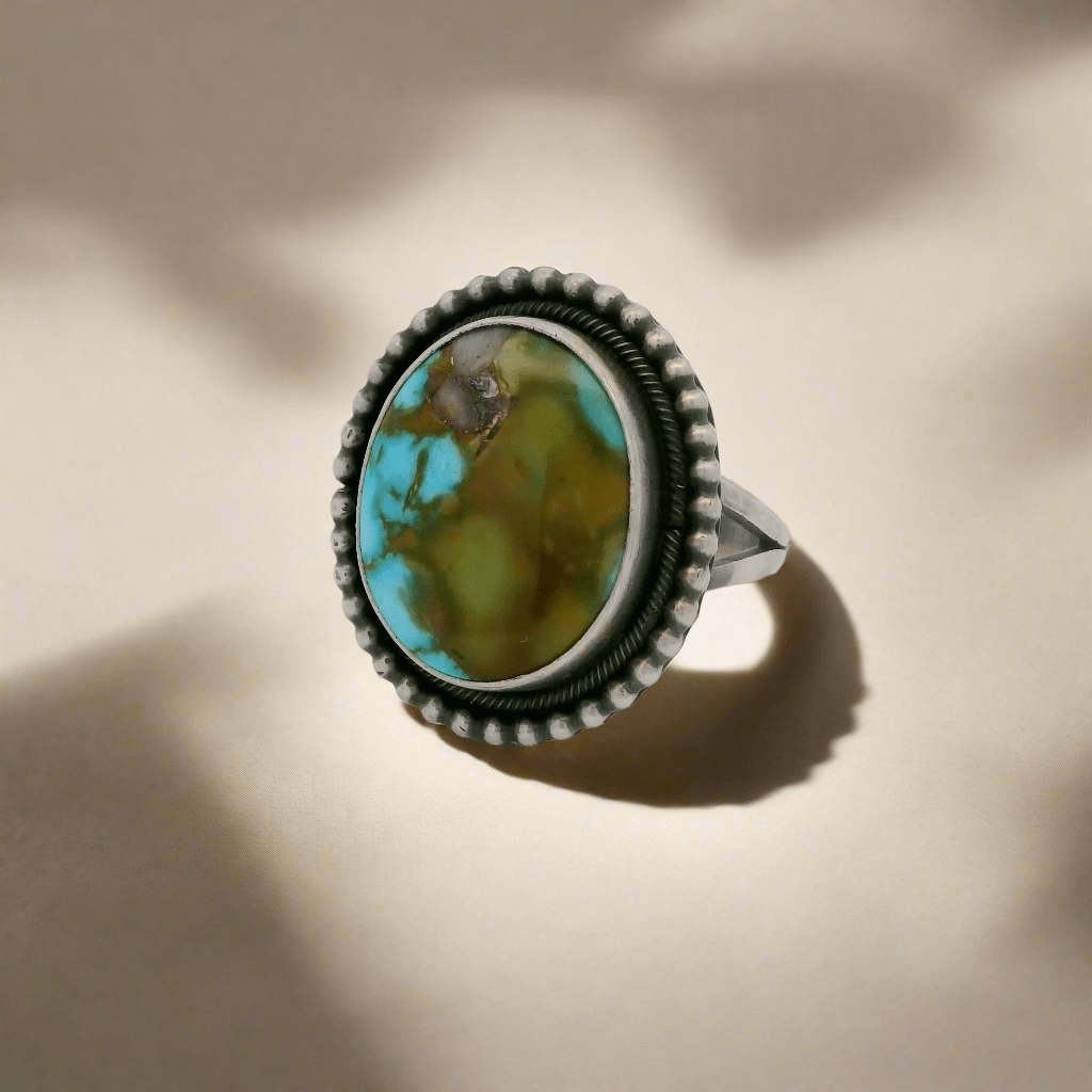 Kalifano Native American Jewelry 9 Scott Skeets Sonoran Gold Turquoise Navajo USA Native American Made 925 Sterling Silver Ring NAR600.088.9