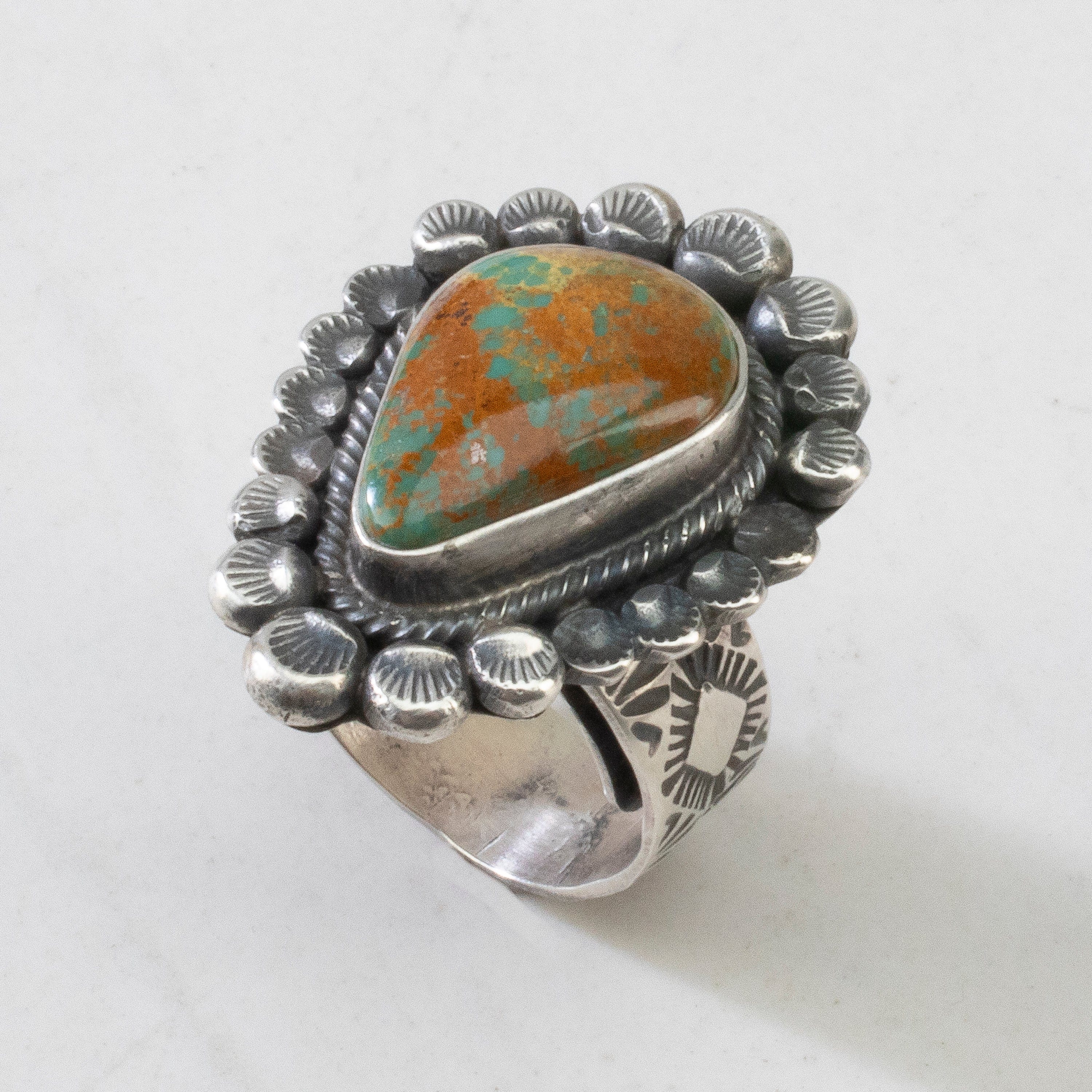 Kalifano Native American Jewelry ADJ Leon Martinez Carico Lake Turquoise Navajo USA Native American Made 925 Sterling Silver Ring NAR2400.018.ADJ