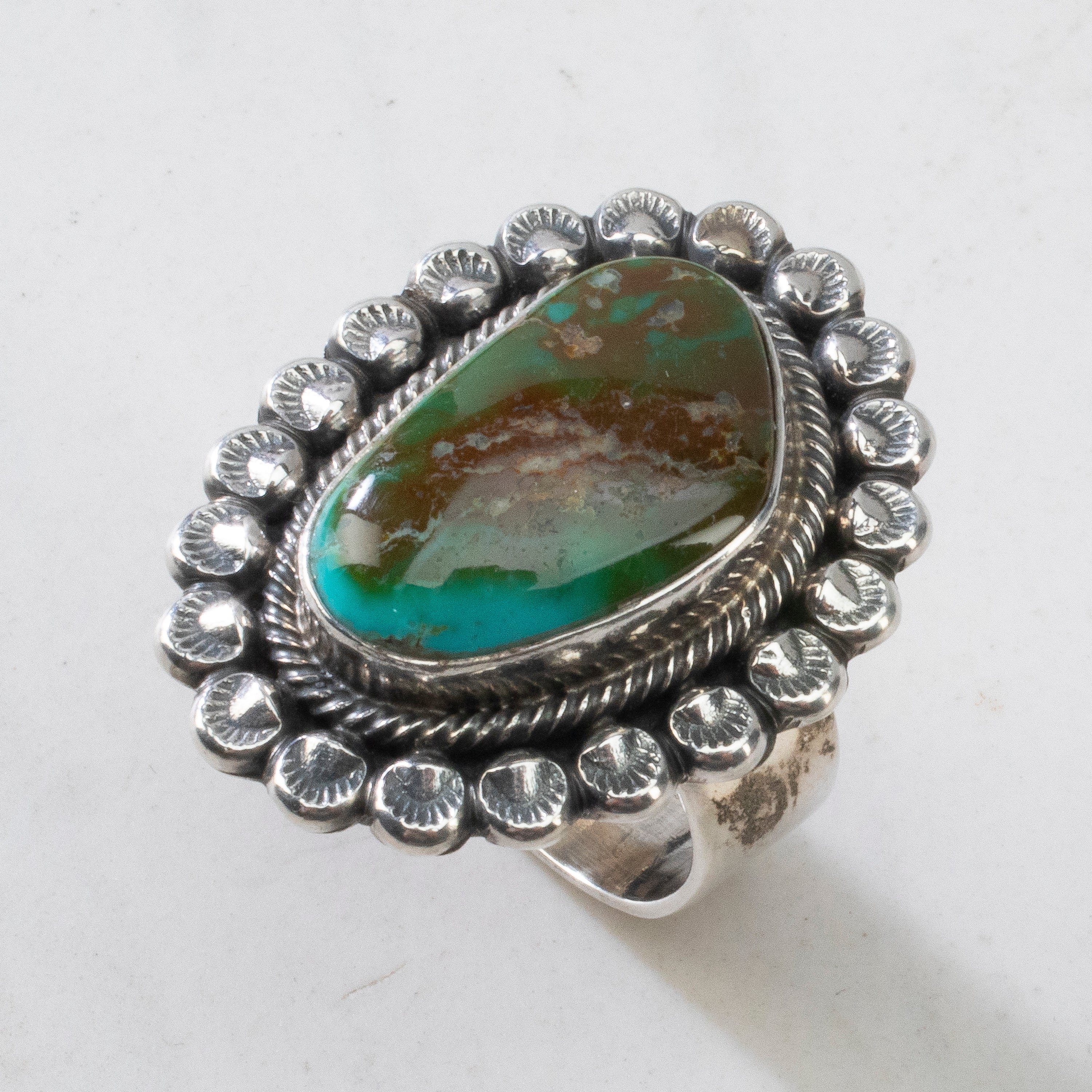 Kalifano Native American Jewelry ADJ Leon Martinez Carico Lake Turquoise Navajo USA Native American Made 925 Sterling Silver Ring NAR2400.020.ADJ