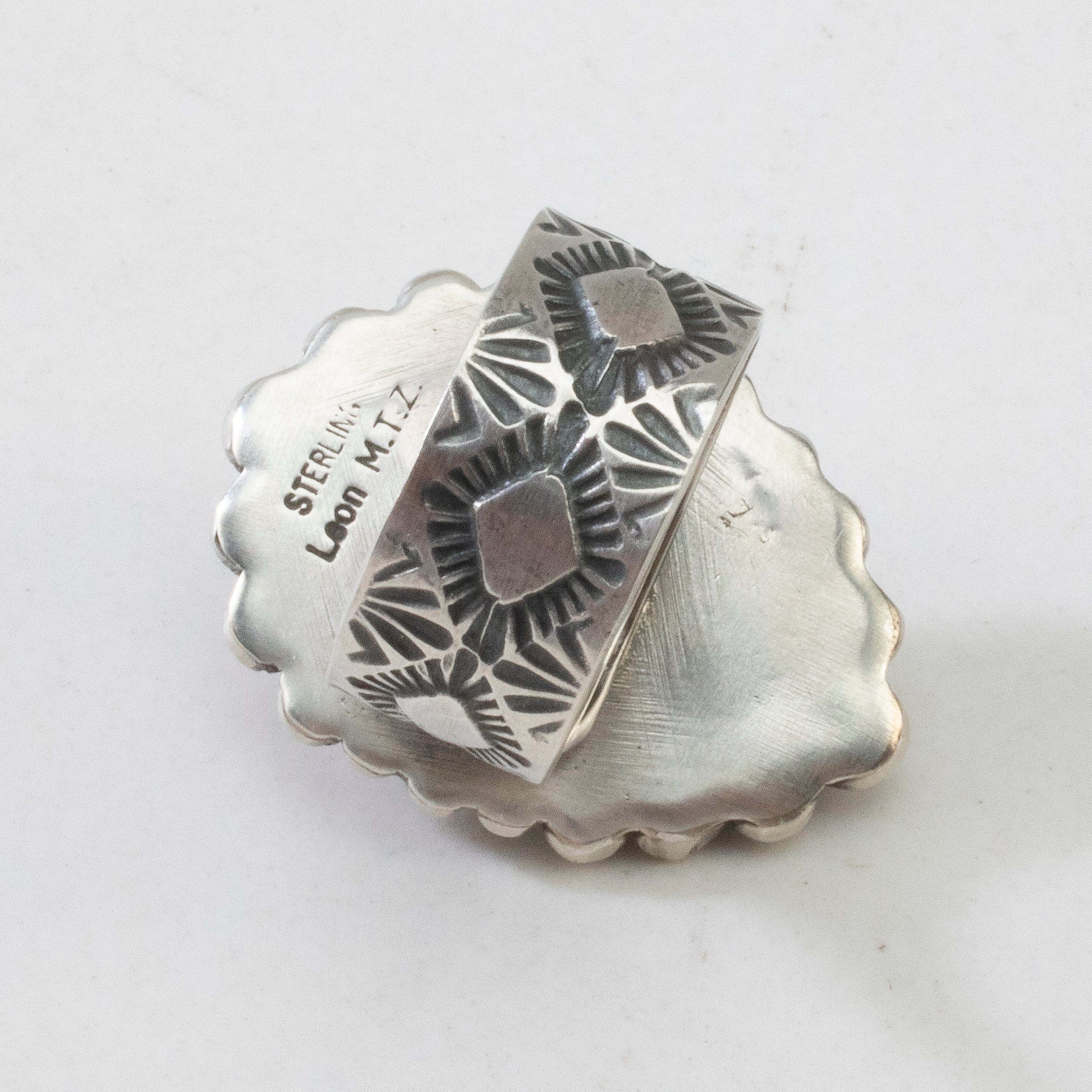 Kalifano Native American Jewelry ADJ Leon Martinez White Buffalo Turquoise Navajo USA Native American Made 925 Sterling Silver Ring NAR2400.021.ADJ