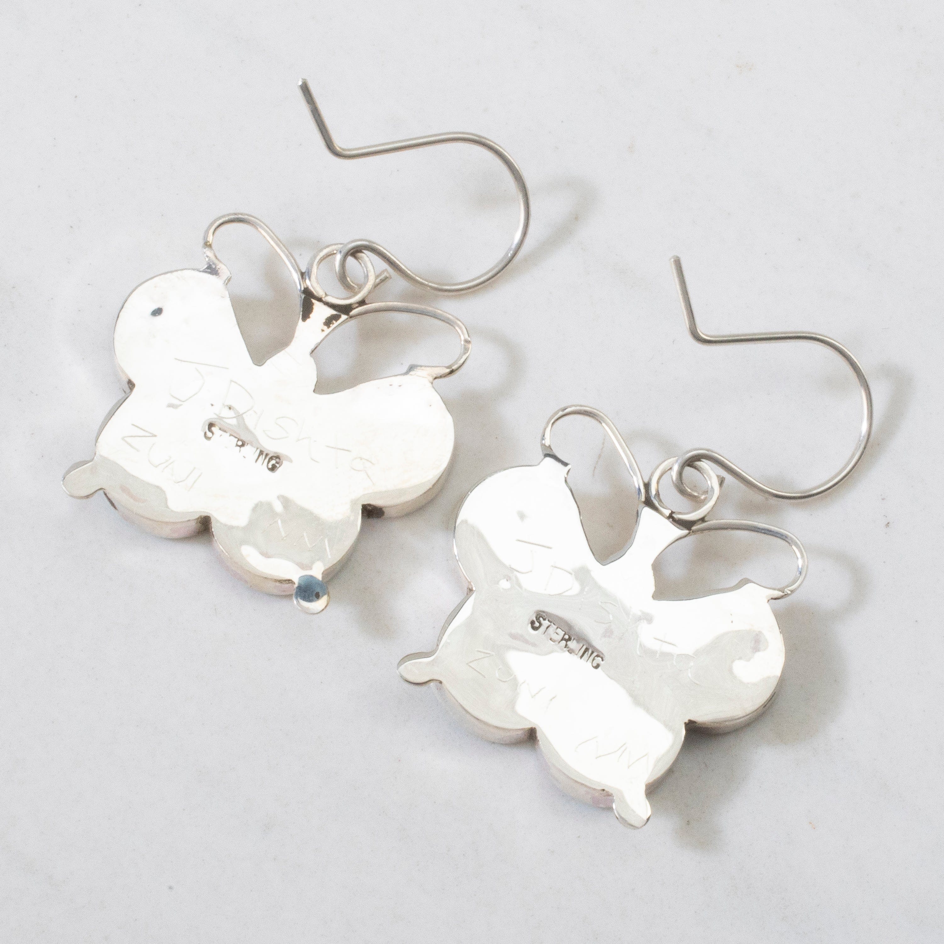 Kalifano Native American Jewelry Alison Dishta Multi Gem Butterfly USA Zuni Native American Made 925 Sterling Silver Earrings with French Hook Backing NAE450.002
